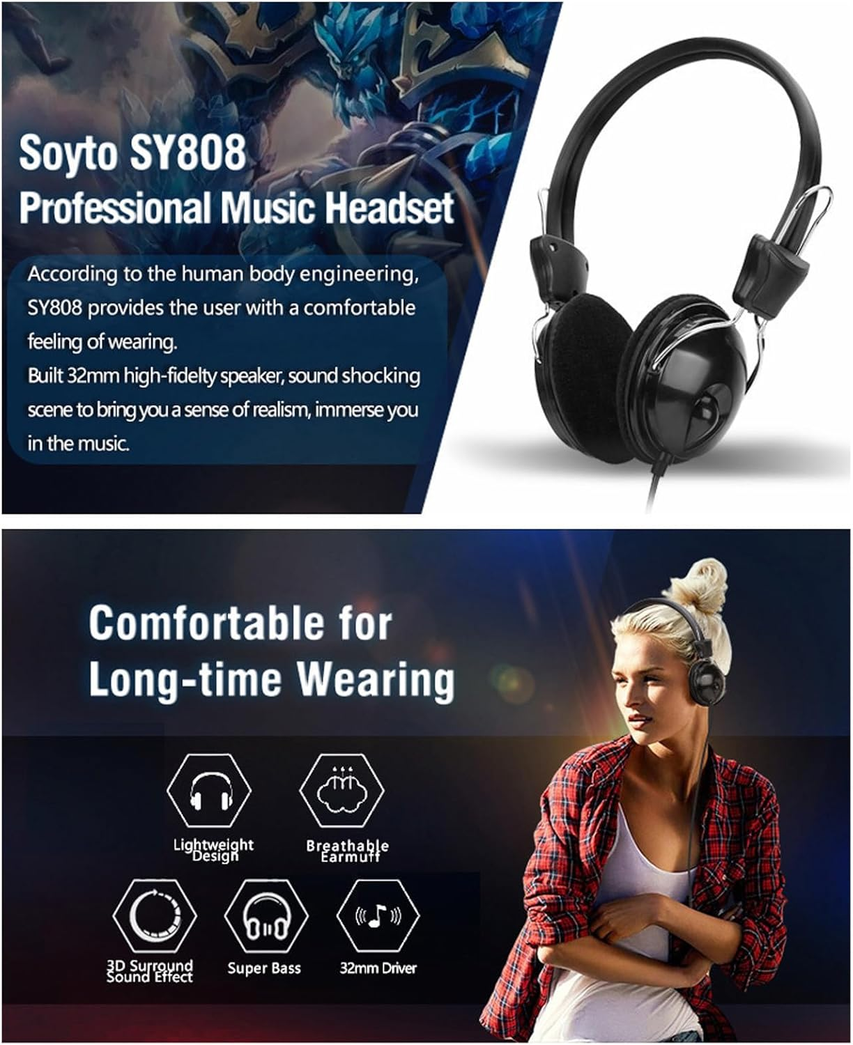 MUNEFE Metal Detector Headphone, Metal Detector Headset, 32Mm Hi Fi Speaker 3.5Mm Interface Earphone for Phone Tablet PC image number 6