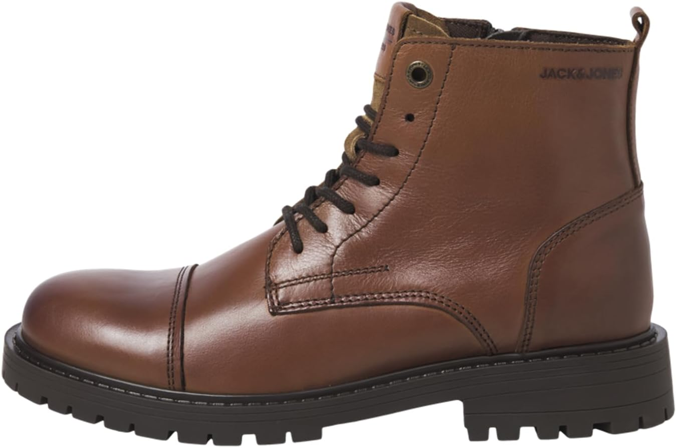 JACK & JONES Men'S Jfwtremor Leather Boot Sn Lace-Up Ankle Boots