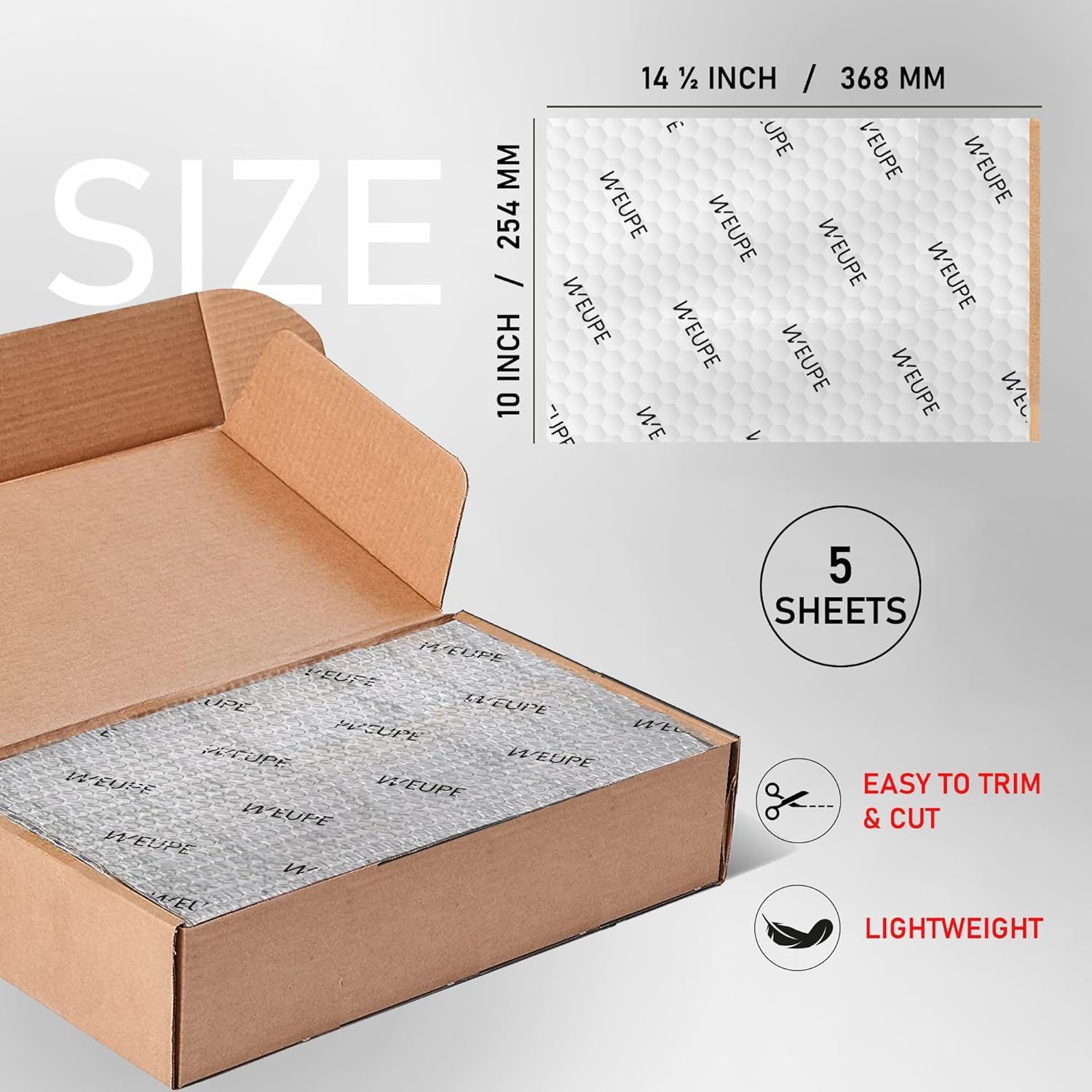 Sound Deadening Mat for Cars, 80 Mil 5 Sqft, Butyl Automotive Sound Deadener, Noise Insulation Dampening Material for Car Trunk, Speaker, Door, Floor and Ceiling, Silver image number 3