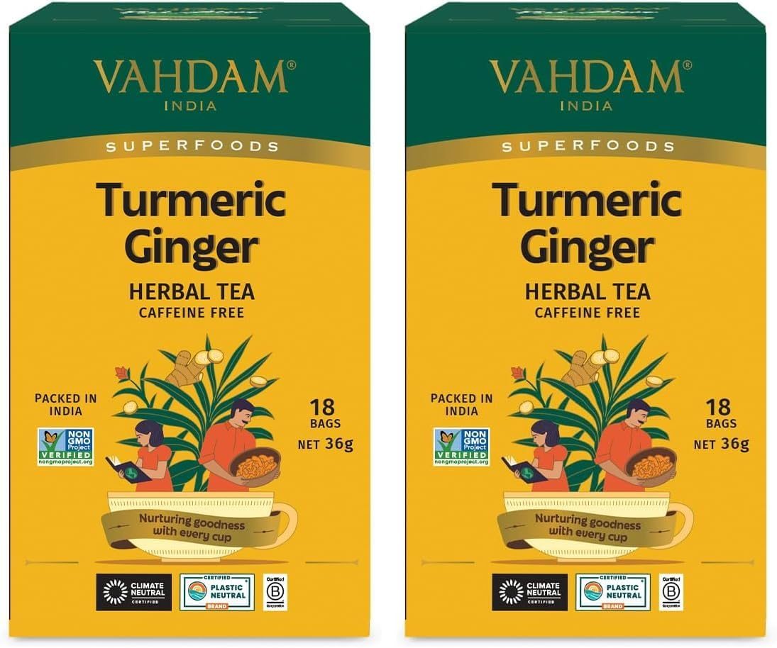 Vahdam Tumeric Ginger Tea Bags 18 Pack