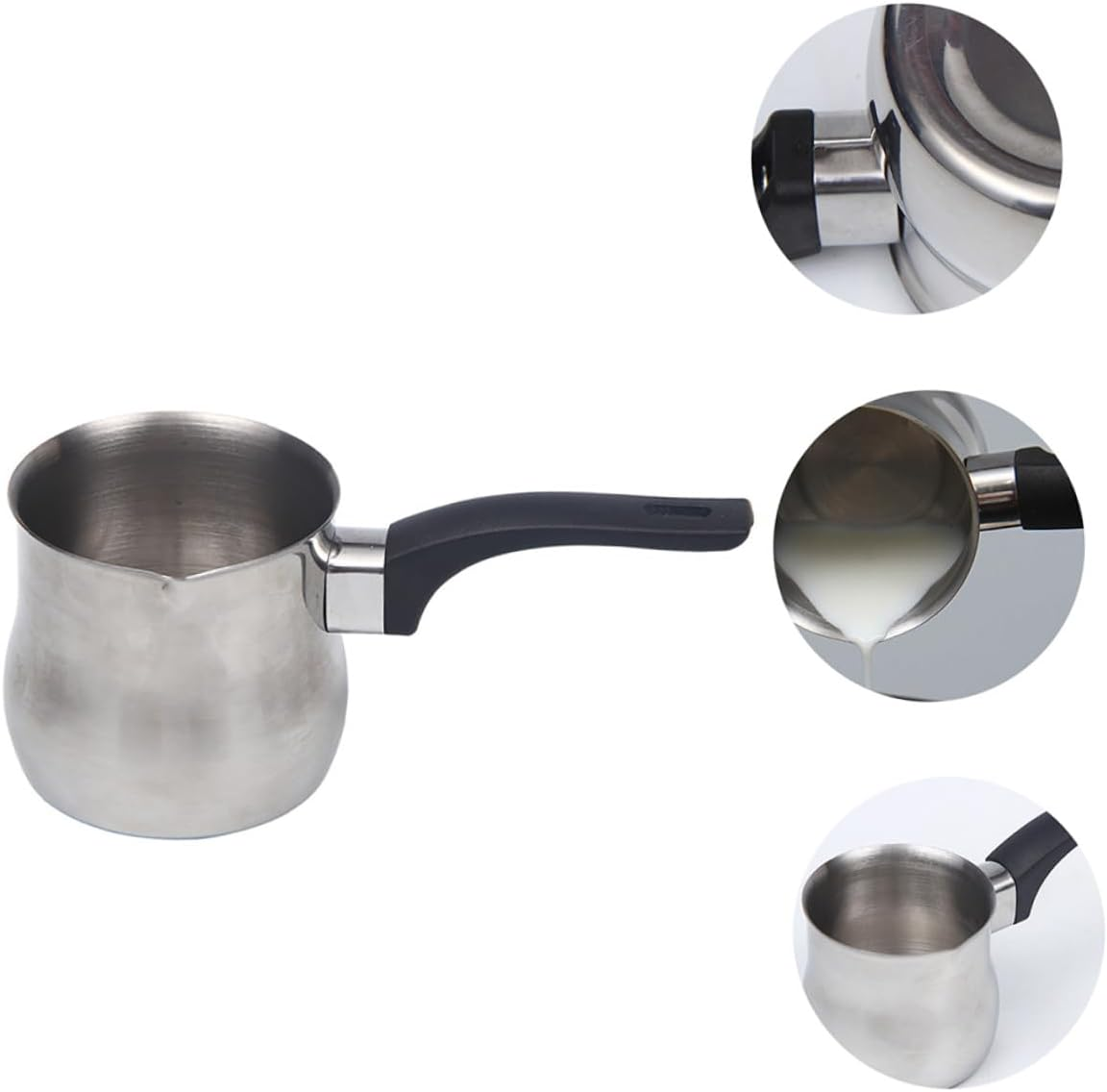 EXQUIMEUBLE Stainless Steel Milk Frothing Pitcher with Drip Spout Ergonomic Handle for Espresso Steaming Coffee Shops Home Use image number 6