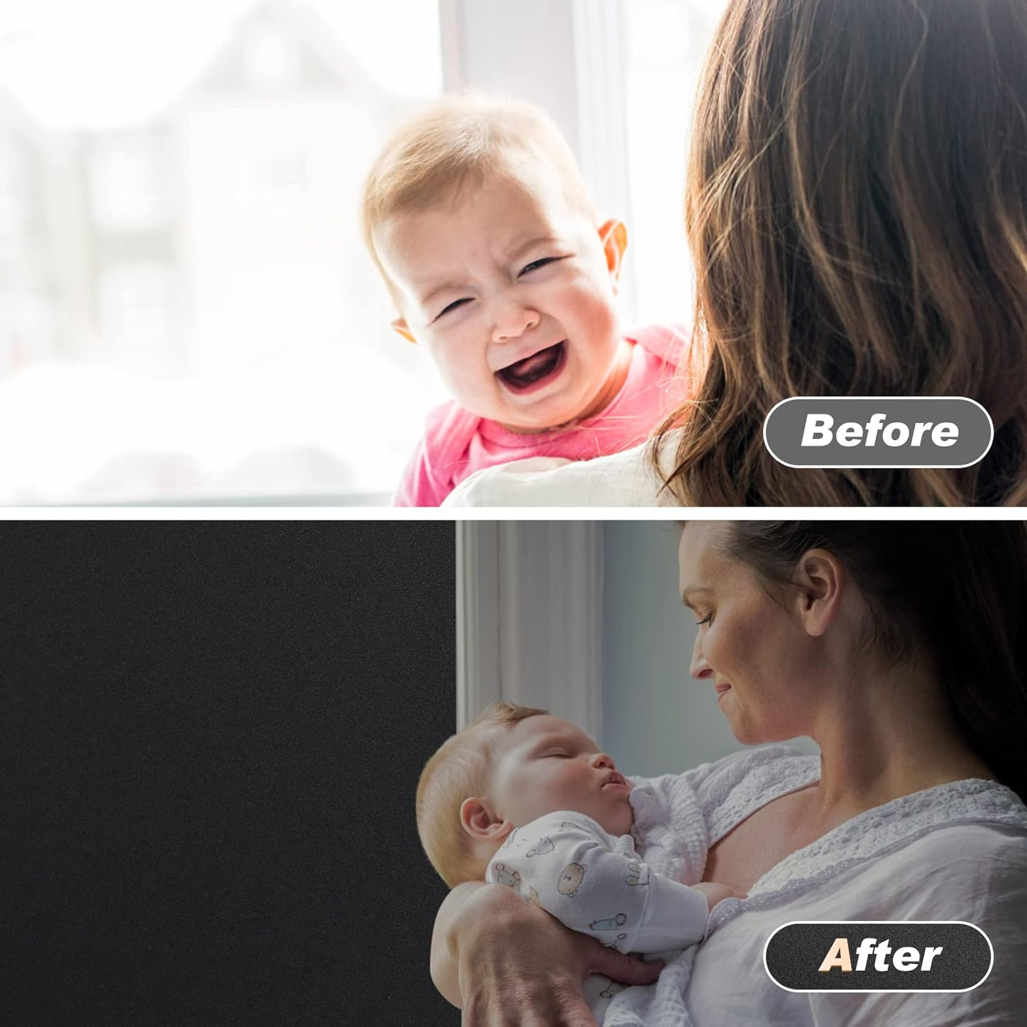 Rabbitgoo Blackout Window Film Privacy Window Cling Dark Window Tinting Film Non-Adhesive Window Sticker Light Blocking (Matte Black, 44.5 X 200 Cm) image number 6