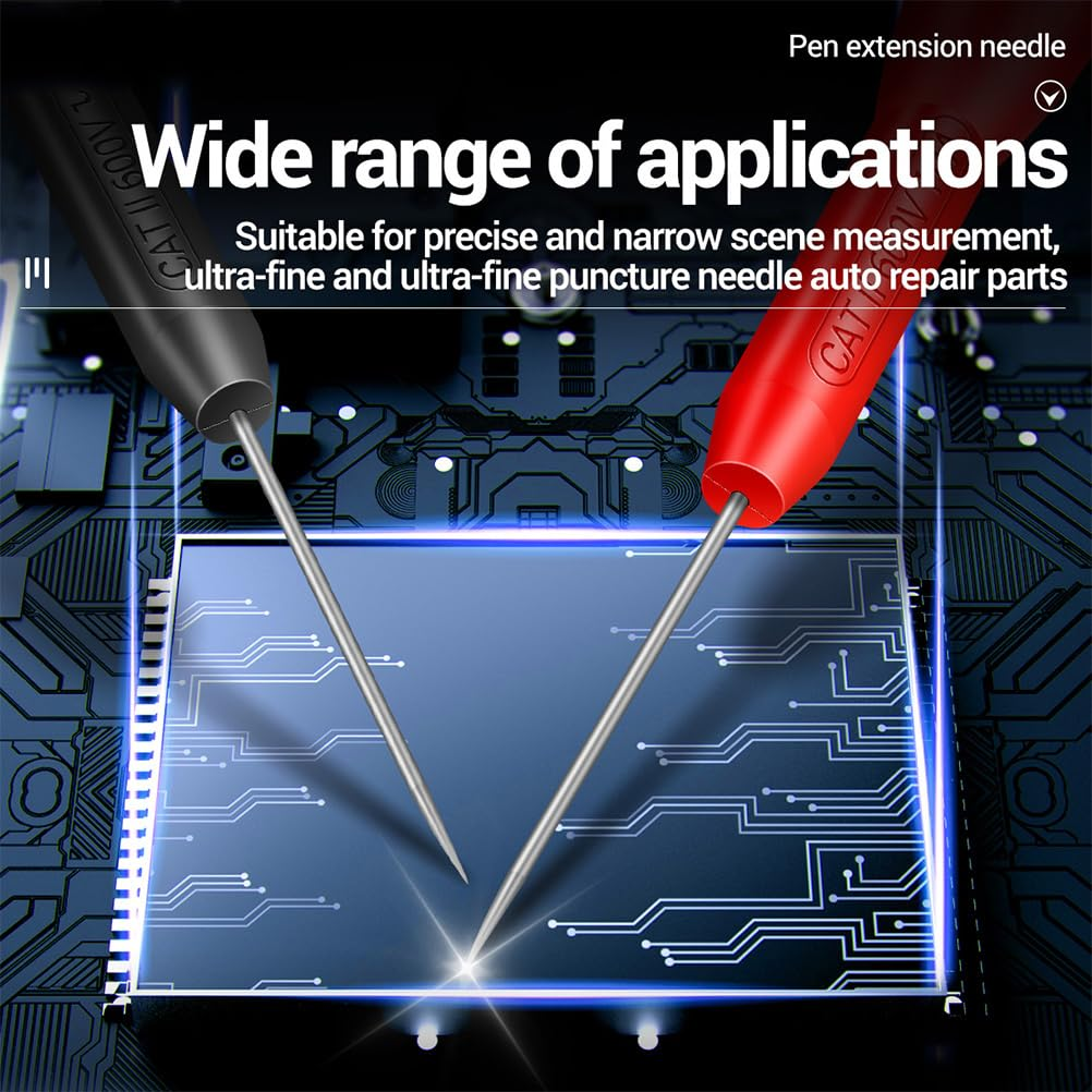 Angoily 2 Pairs Multimeter Back Probe Kit Probe for Car Test Probes and Leads Piecing Kit Probe for Automotive Nickel-Plated Brass Tool 10A