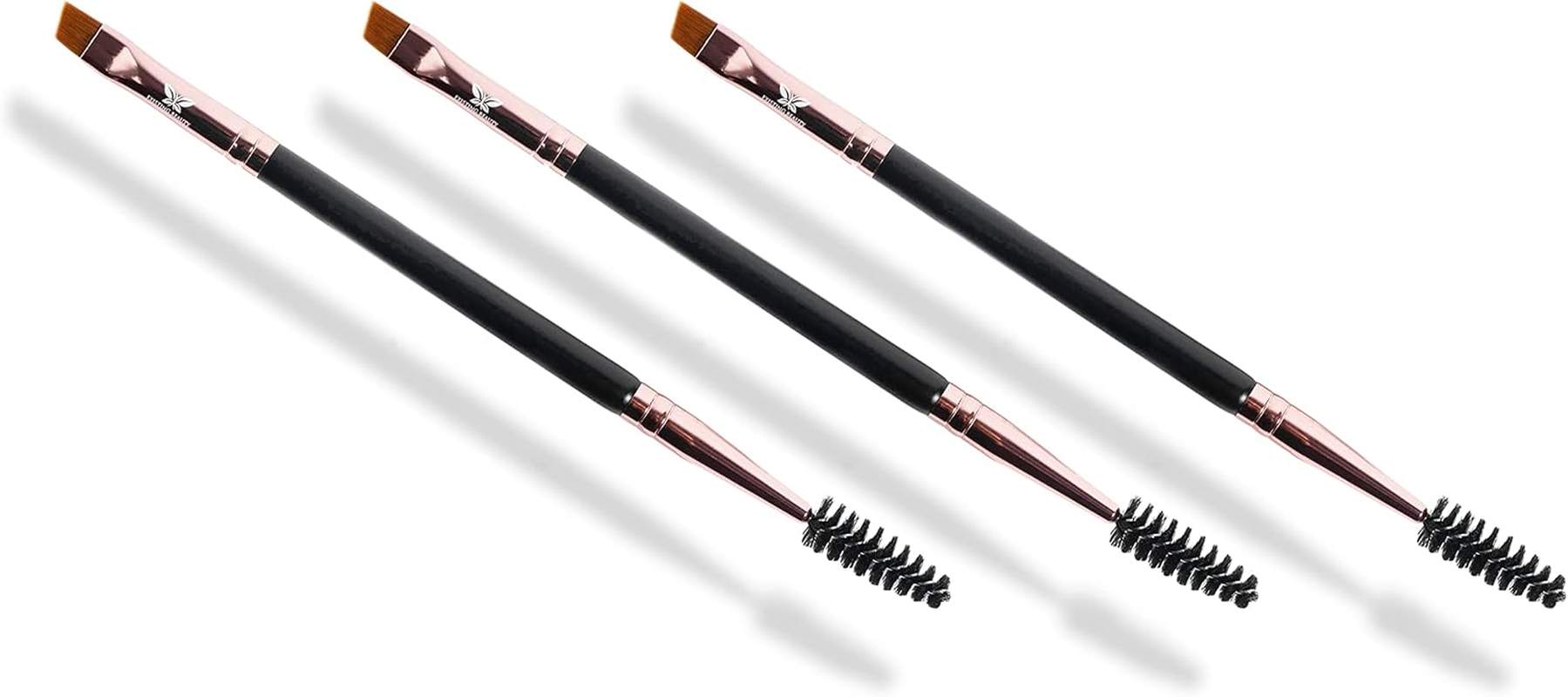 Existing Beauty 3 Pack Eyebrow & Eyelash Tint Brush - Angled & Spoolie Brush for Henna & Tint - Black, Synthetic Bristles image number 1