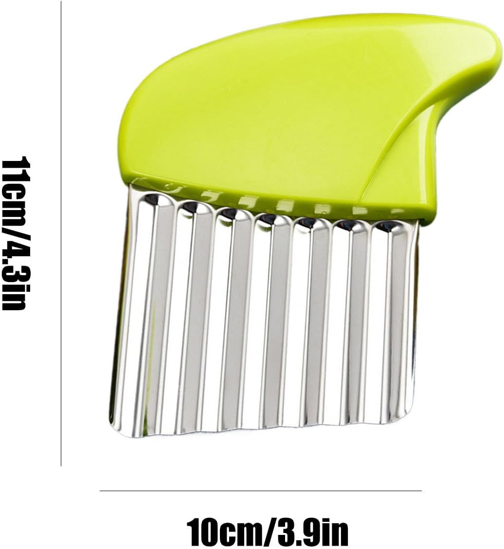 Potato Crinkle Cutter | Stainless Steel Waffle Cutter for Potatoes - Ergonomic Kitchenware Vegetable Chopper Wavy Slicer for Cooking Vegetable Fruit Onion Salad image number 4