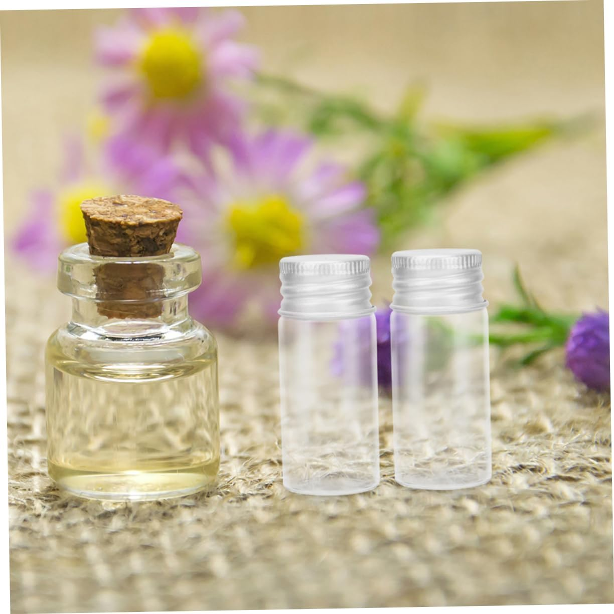 WOONEKY 24Pcs Tiny Glass Vials Screw Caps Mini Glass Bottles for Sample Storage Leakproof image number 6