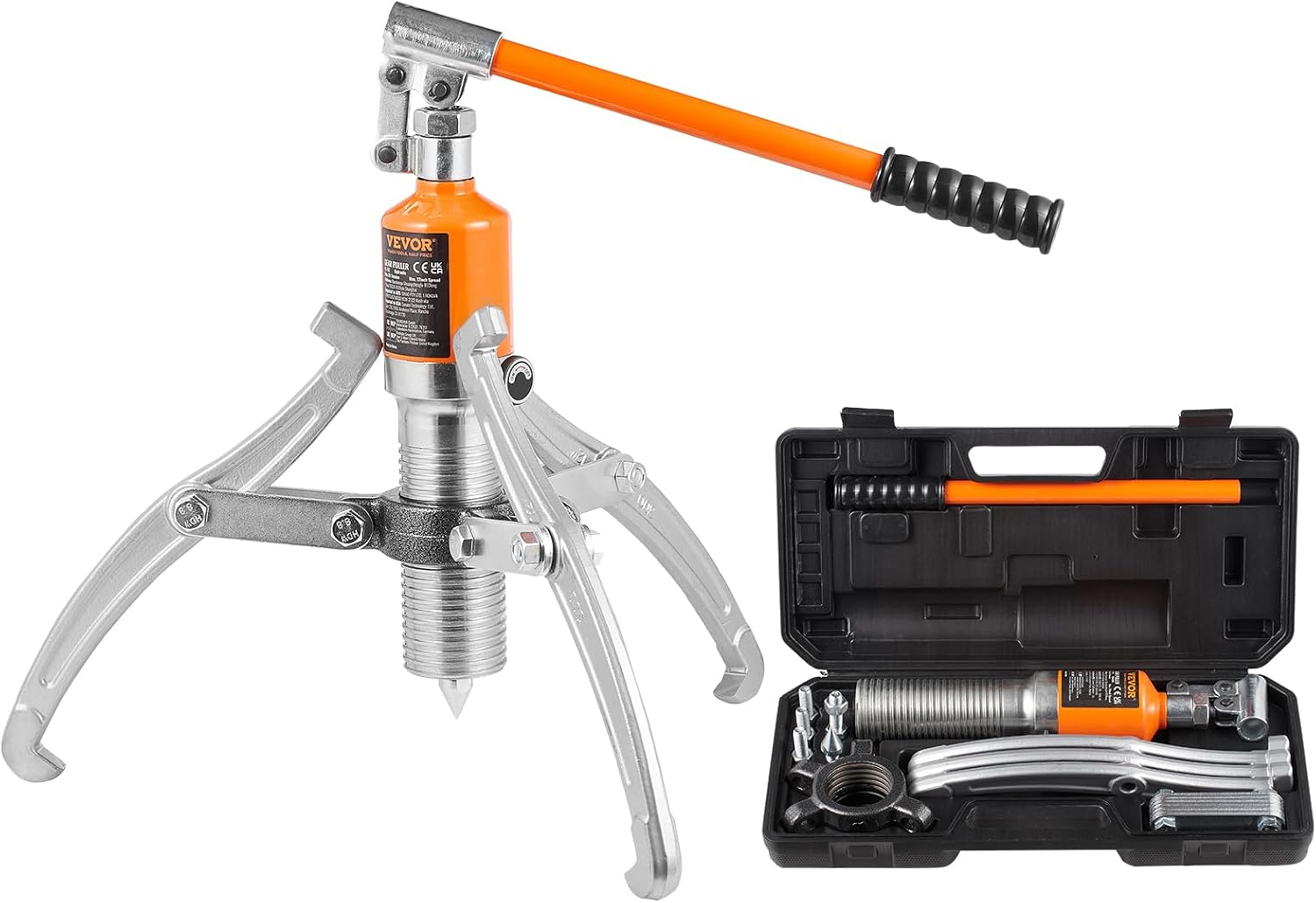 VEVOR Hydraulic Gear Puller, 15 Ton Max Capacity Wheel Bearing Pulling Separator, 2 or 3 Jaws Puller, Vertically and Horizontally, 12" Jaw Hydraulic Puller with Case for Pulling Hubs image number 5