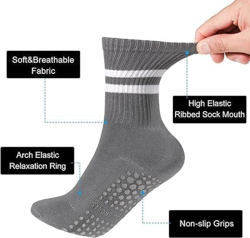 NEDLON (3 Pairs) Pilates Grip Socks for Women Non-Slip (Size 35-40) Non-Slip Socks, Yoga, Gym, Training, Barre, Slippers Breathable, Soft Yoga Socks image number 4