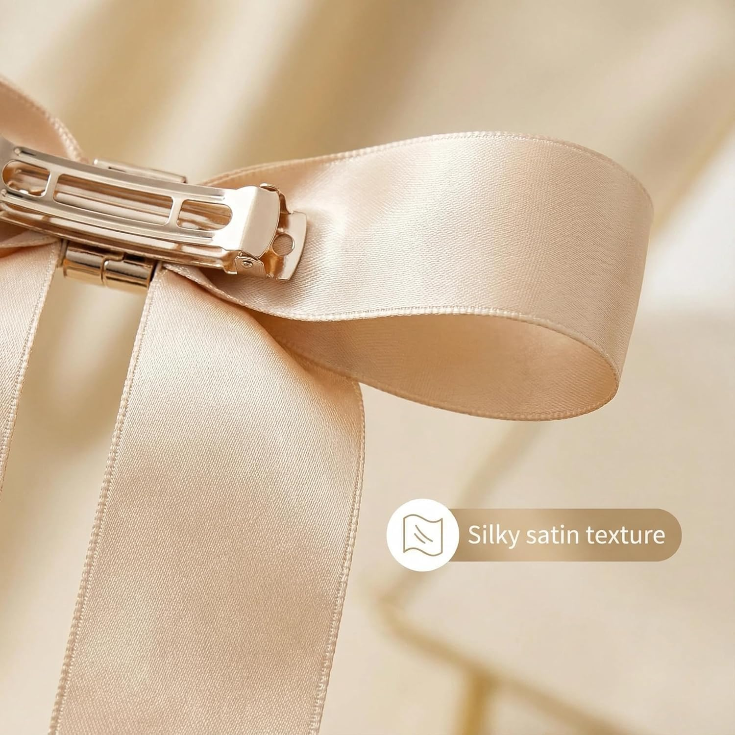 2026 New Metal Bow Magnetic Hairs Clip, Magnetic Hair Clips &ndash; Strong Hold No-Slip Magnetics Hair Styling Clips, Detachable Satin Ballet Ribbon Hairpin for All Hairs (Gold) - All image number 4