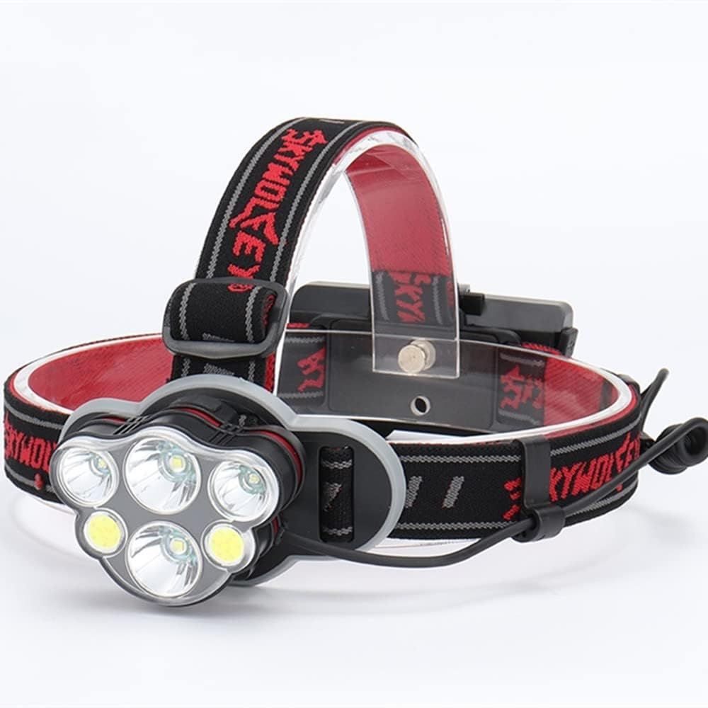 Disenkelubo Headlamp,Super Bright 18000 Lumen 6 LED Work Headlight with Red Warning Light 8 Modes Rechargeable Waterproof Flashlight,Headlights for Camping Cycling Hunting Fishing Climbing Running Outdoor image number 1