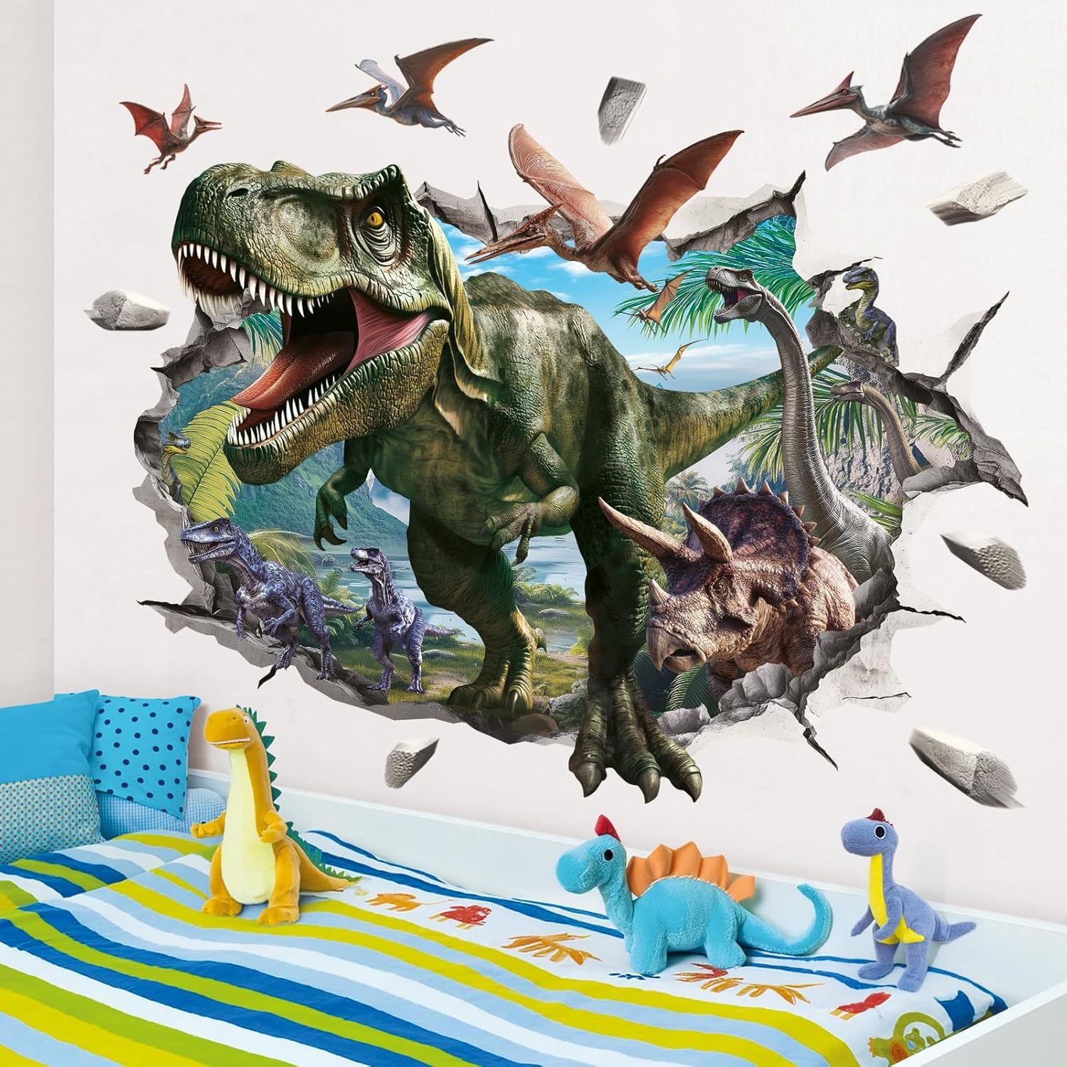 DECOWALL SG2-2515 3D Dinosaur Wall Stickers Realistic T-Rex and Jurassic Wall Decals for Children&rsquo;S Bedroom Nursery Baby Room Playroom Wall D&eacute;cor image number 5