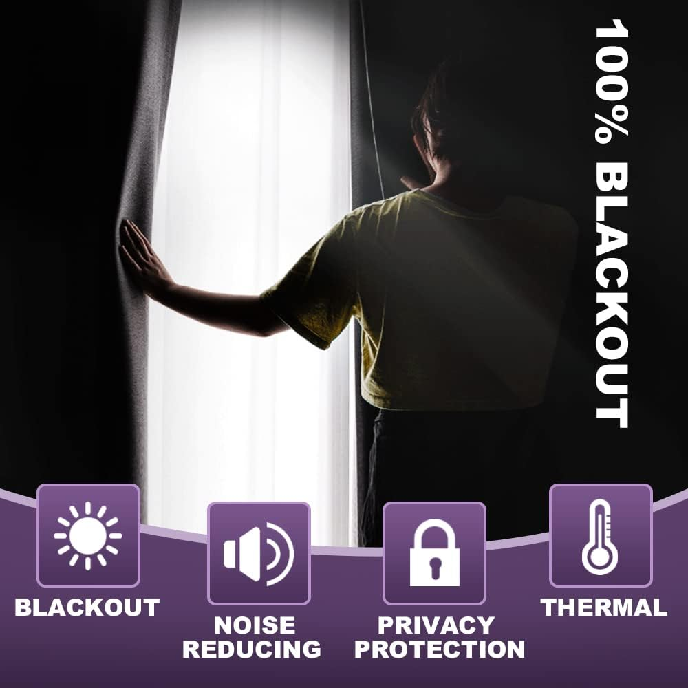 H.VERSAILTEX 100% Blackout Curtains Completely Blackout Window Drapes Thermal Insulate Double Layer with Black Liner for Bedroom 2 Panels Set, Each W132Cm X D160Cm, Natural image number 5
