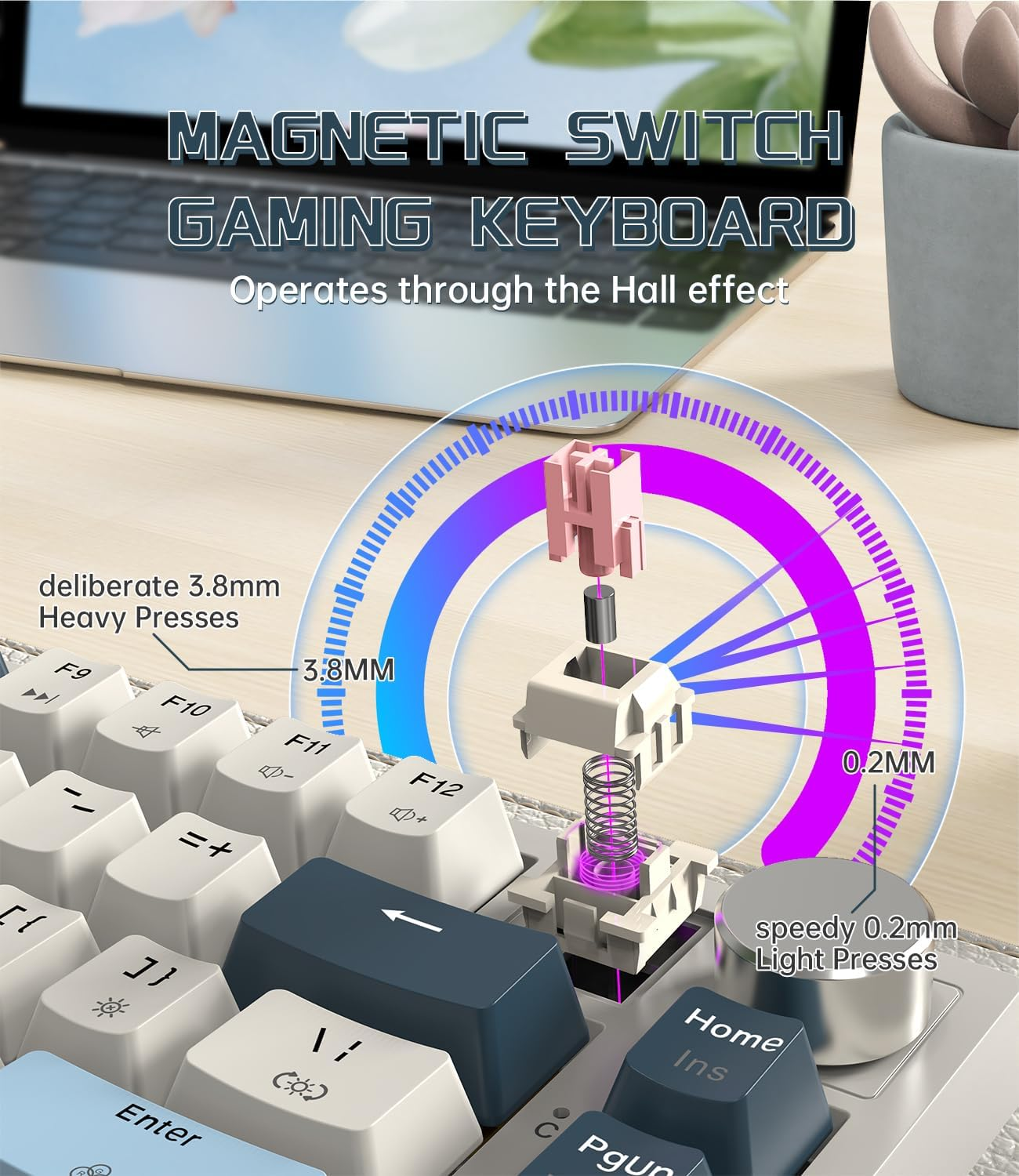 Lexonelec X ATTACK SHARK K85 Magnetic Switch Mechanical Keyboard, Rapid Trigger, Cloud Driver, LIGHTSYNC RGB Backlit, TKL Gasket 75% Gaming Keyboard with Knob Control & Coiled Cable for Win/Mac - Blue - Blue image number 3