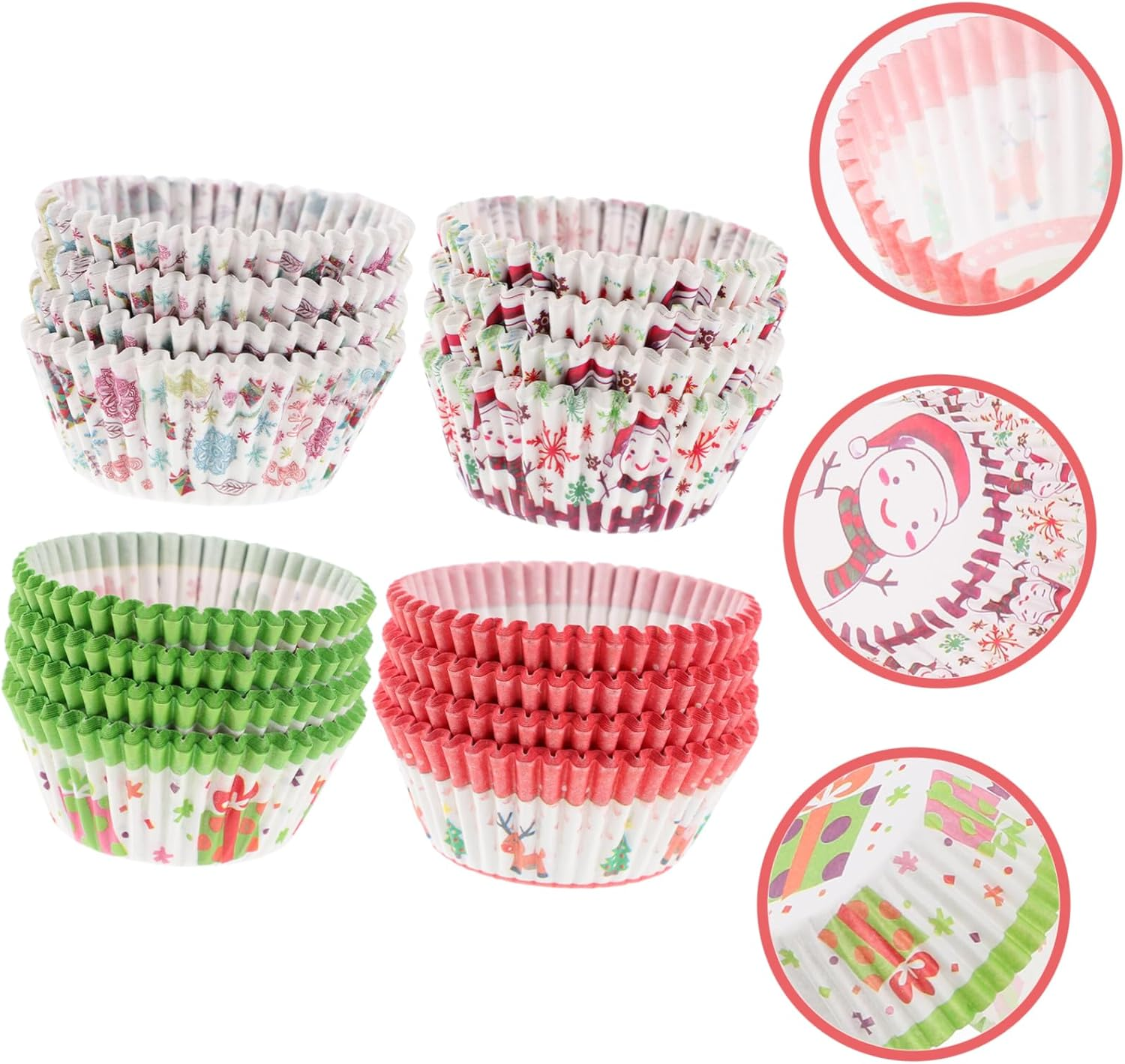 Christmas Mini Paper Cupcake Liners Greaseproof Baking Muffin Wrappers 400Pcs Small Cake Cups with Holiday Prints for Festive Baking image number 4