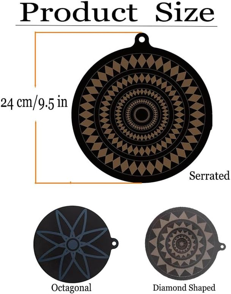 2 Pcs 9.5 Inch Silicone, Glass Fiber Diamond Shaped Induction Cooktop Mat, Protects from Scratches, Thermochromic, Multi-Functional