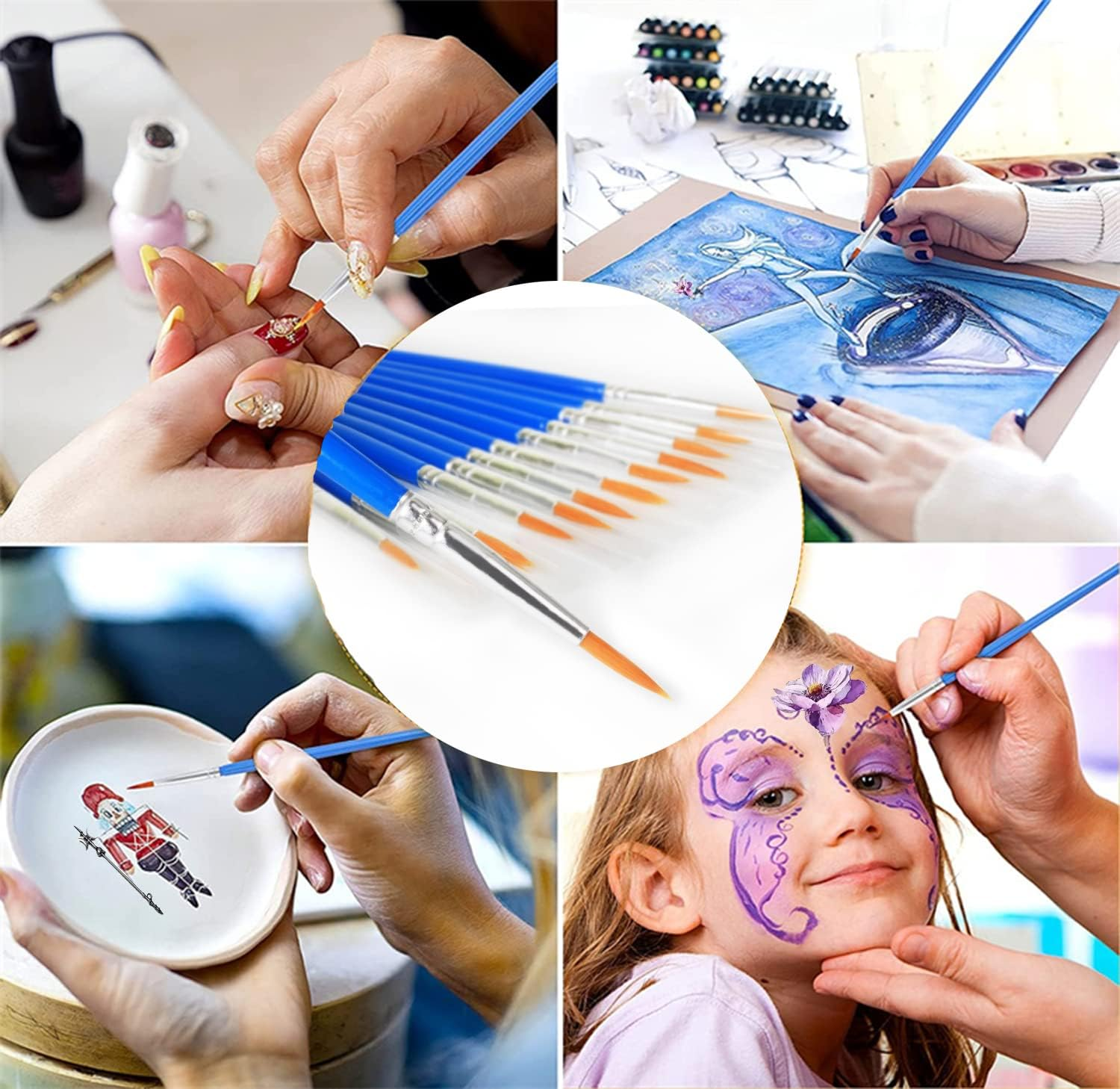 60 Pcs round Paint Brushes,Small Paint Brush for Kids/Students/Starter/Teens/Children ，Detail Paint Brush Set for Art Class Painting/Painting Party/Acrylic Oil Watercolor