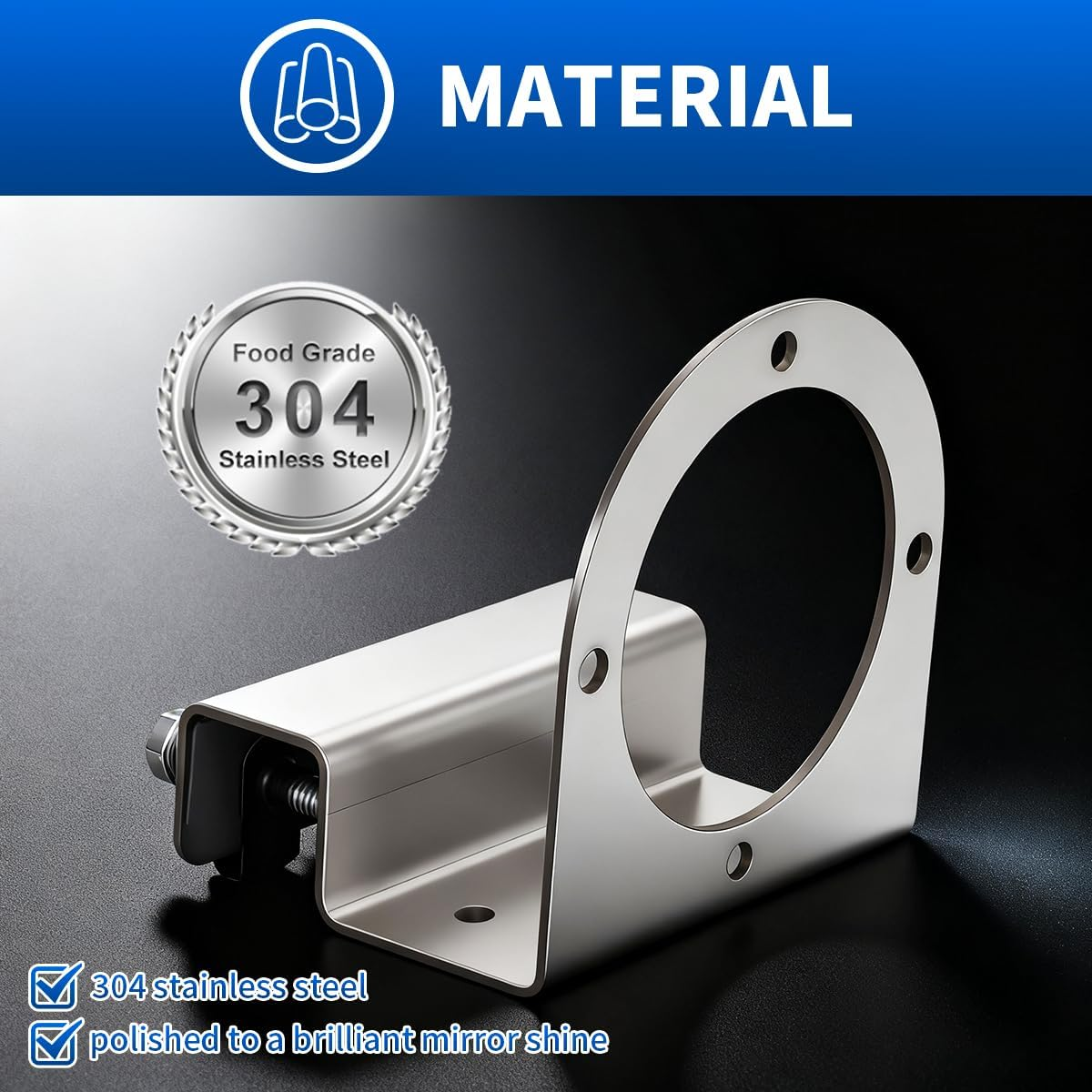 AUTOVIC Watermelon Light Bracket Stainless Steel Universal Mount, Angled Straight Down image number 1