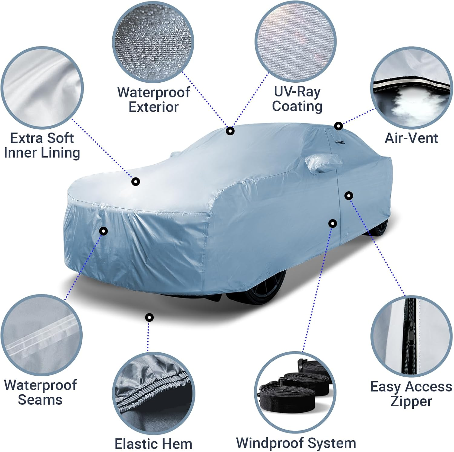 Icarcover Custom Car Cover for Nissan 300ZX 2+2, Waterproof All-Weather Rain Snow UV Sun Protector Full Exterior Indoor Outdoor Car Cover with Strap (Year Fits 1984-1996) image number 3