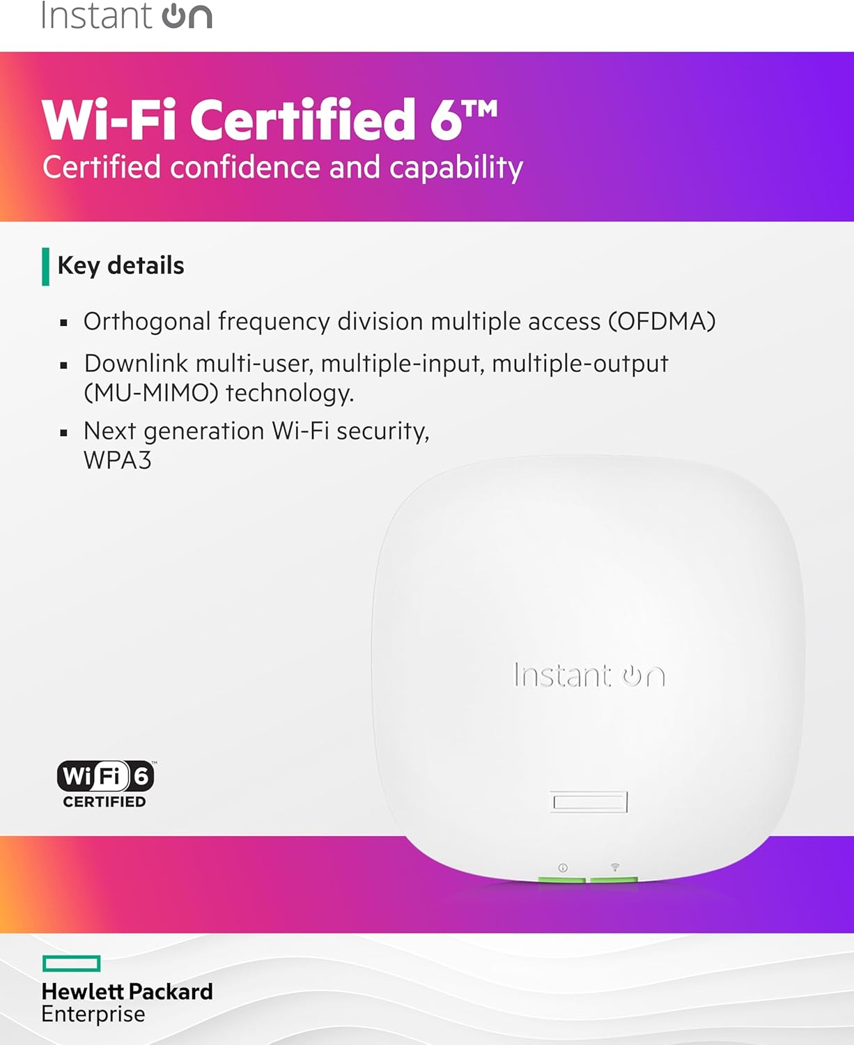 HPE Networking Instant on Access Point AP22 2X2 Wifi 6 Indoor Wireless Access Point | Long Range, Secure, Smart Mesh Support | Power Source Not Included | RW Rest-Of-World Model (R4W02A)