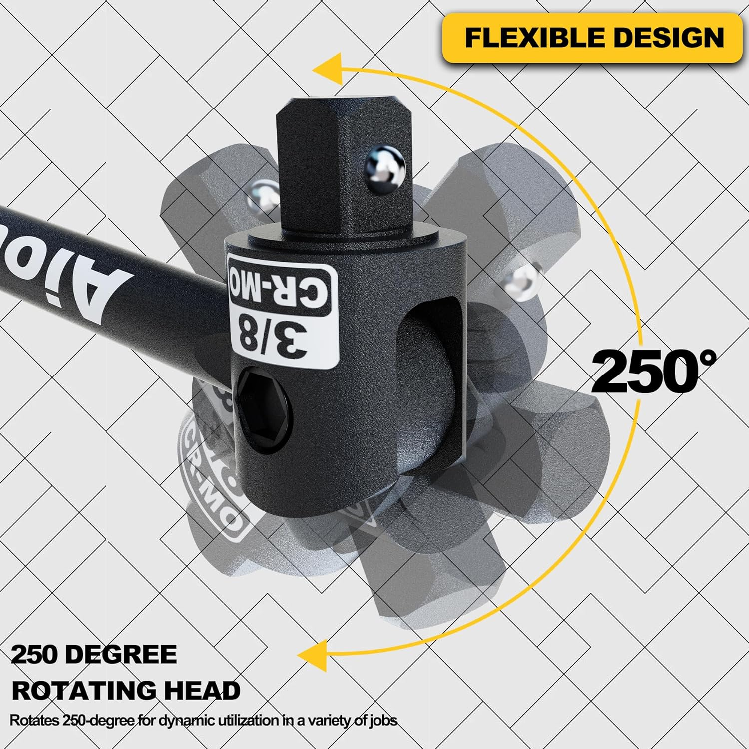 3/8" Drive 445 Mm Breaker Bar, Heavy Duty Head, Premium Chromium-Molybdenum Steel, Loosen Frozen, Rusted, Damaged Bolts and Nuts image number 1