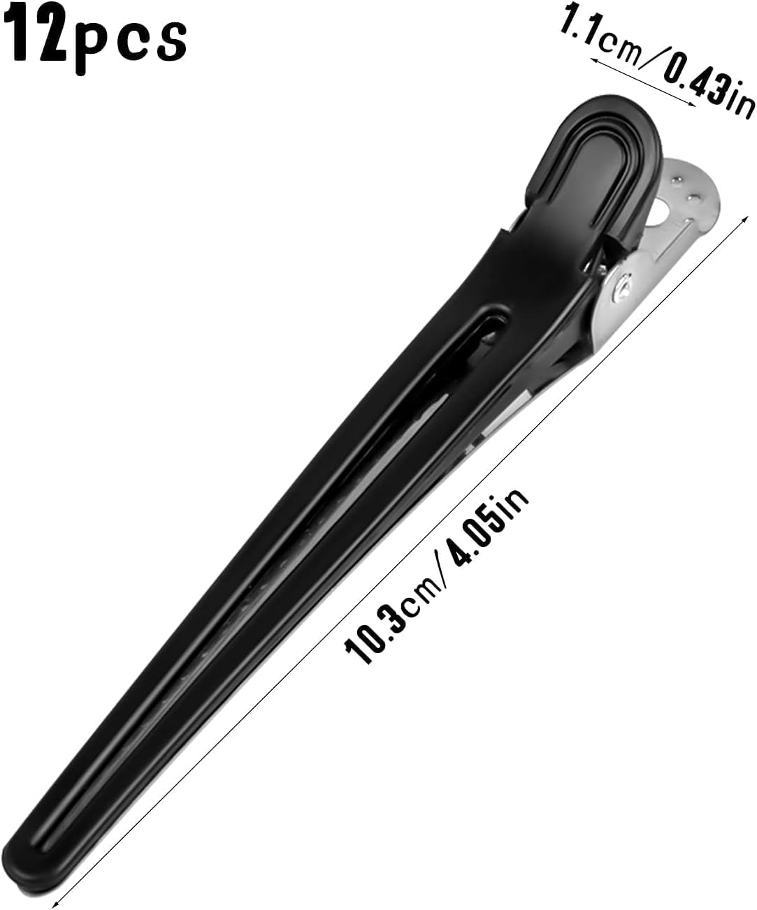 12 Pcs Sectioning Hair Clips 10.3Cm/4.05Inch for Hair Stying Sectioning Alligator Curl Hair Clips Metal Duckbill Hair Clips Crocodile Hair Styling Clips No Bend Hair Pin for Women Girls Hair Salon image number 3