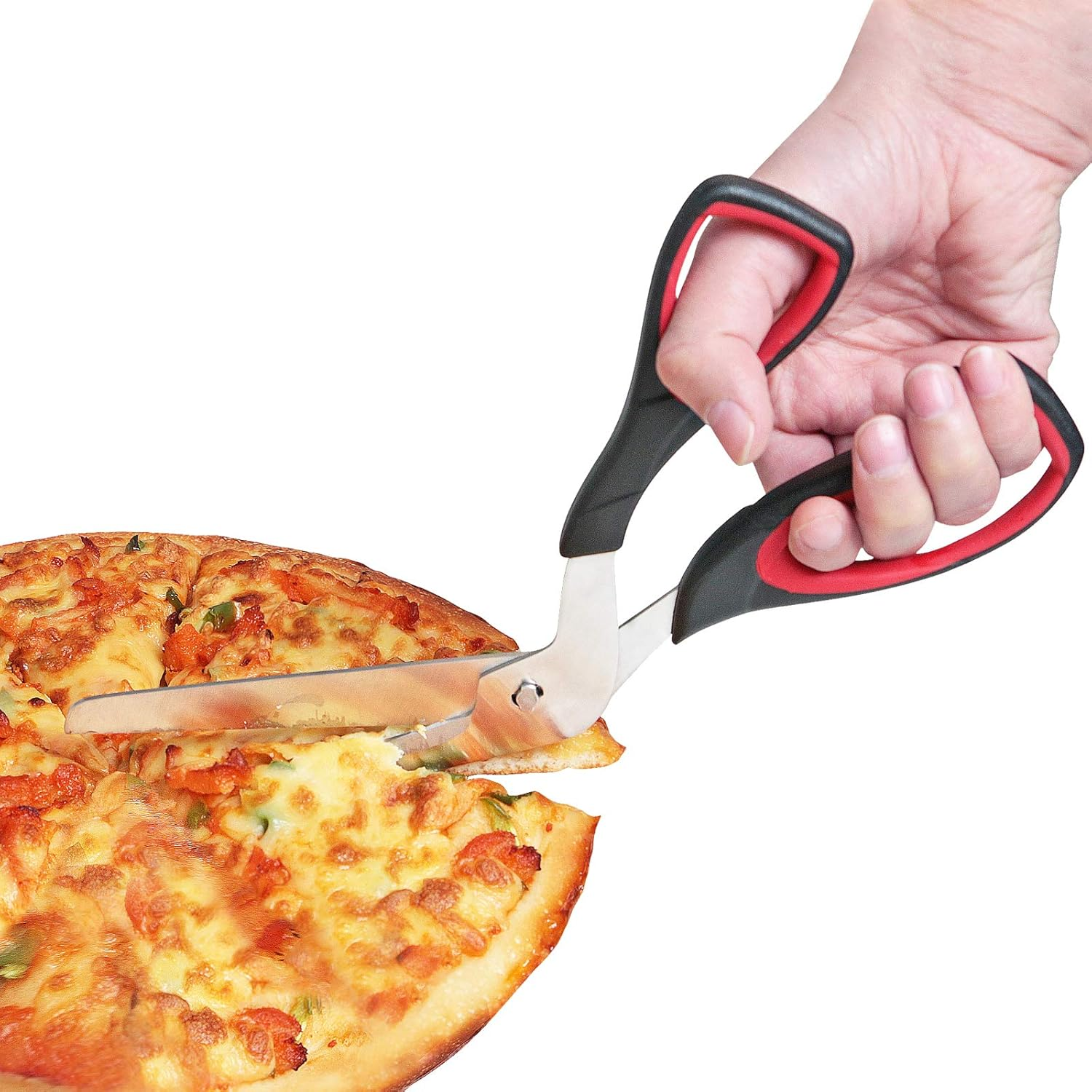 Pizza Scissors, Pizza Cutter with Ultra Sharp Detachable Blade and Ergonomic Soft Grip, 10.3Inch, Black&Red image number 5