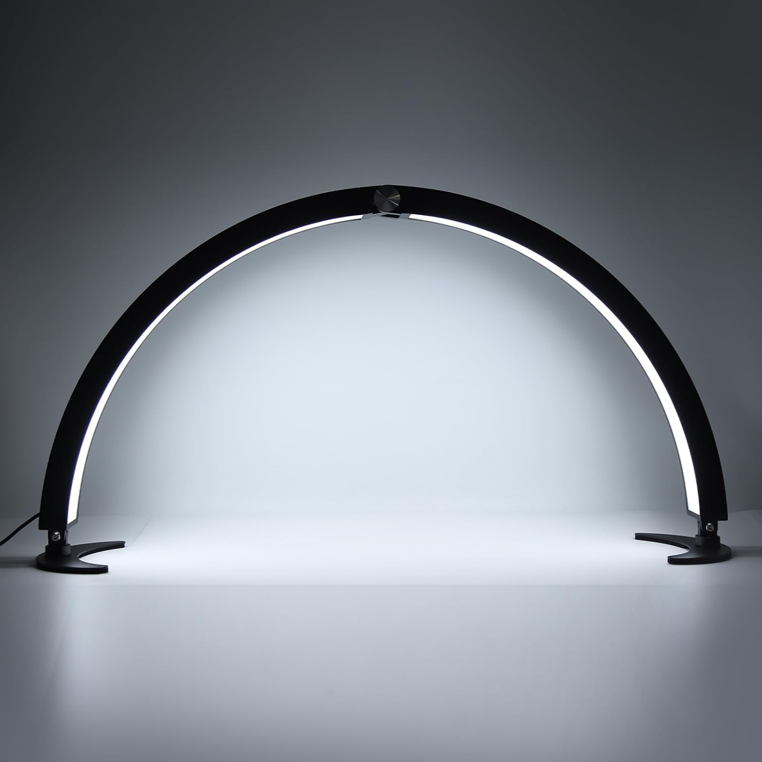 Half Moon Desk Lamp for Nails Art, 3200K‑5600K Dimmable LED Half Moon Light with 28 Inch Lamp Head, 40W Fill Light with Remote Control for Beauty Lash Extension Tattoo (Black)