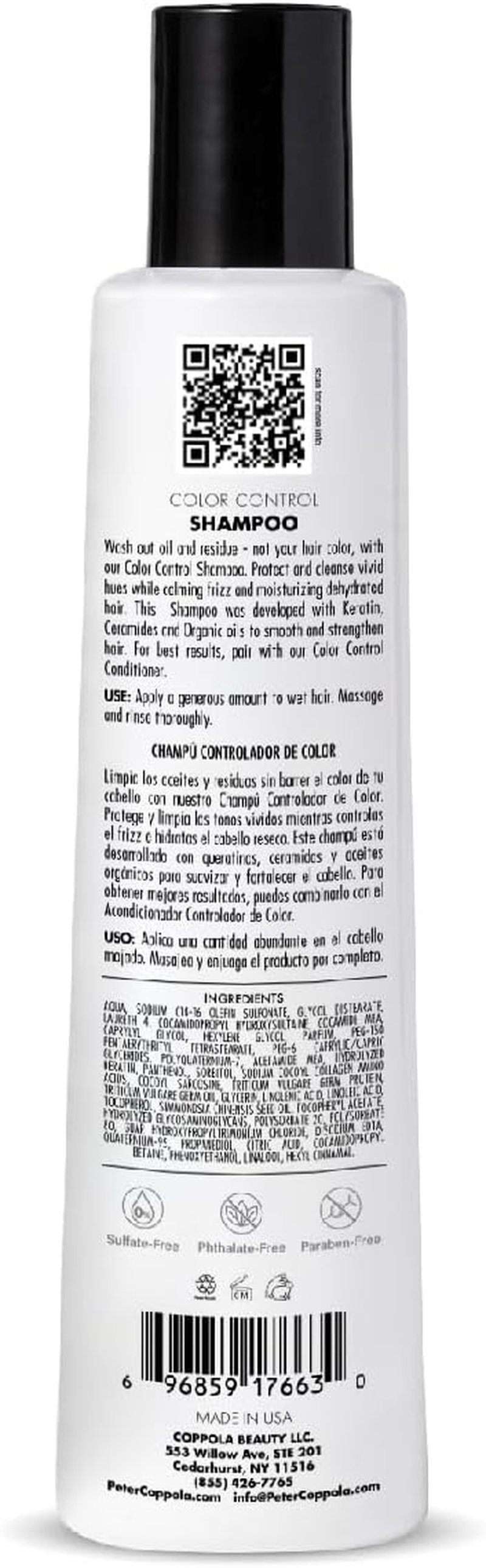 (350Ml) - Peter Coppola Colour Control Shampoo - a Sulphate Free, Keratin Safe, Colour Safe, Gentle Cleansing Shampoo (350Ml) for Daily Use. image number 1