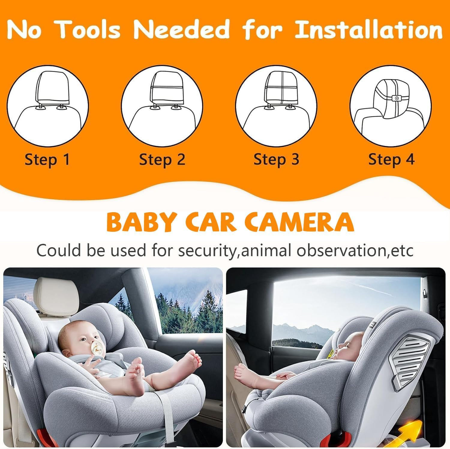 Omebel Baby Car Camera 2-Kids Car Baby Camera for Seat, 7 Inch Ultrawide Display with Two Cameras Rear Facing, USB Powered Backseat Car Seat Camera Mirror HD 1080P image number 1