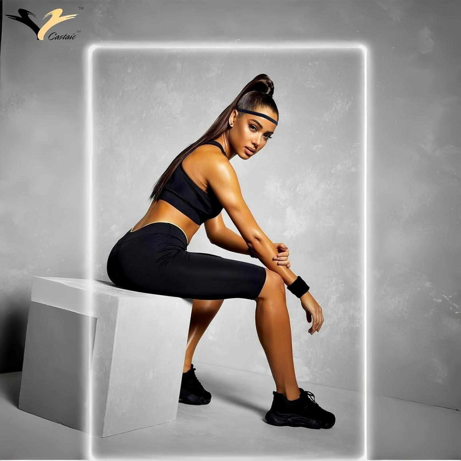 Castaic 3 Packs Thick Non-Slip Elastic Sport Headbands,Yoga Head Band Sweatband Sweat Band for Men and Women image number 3