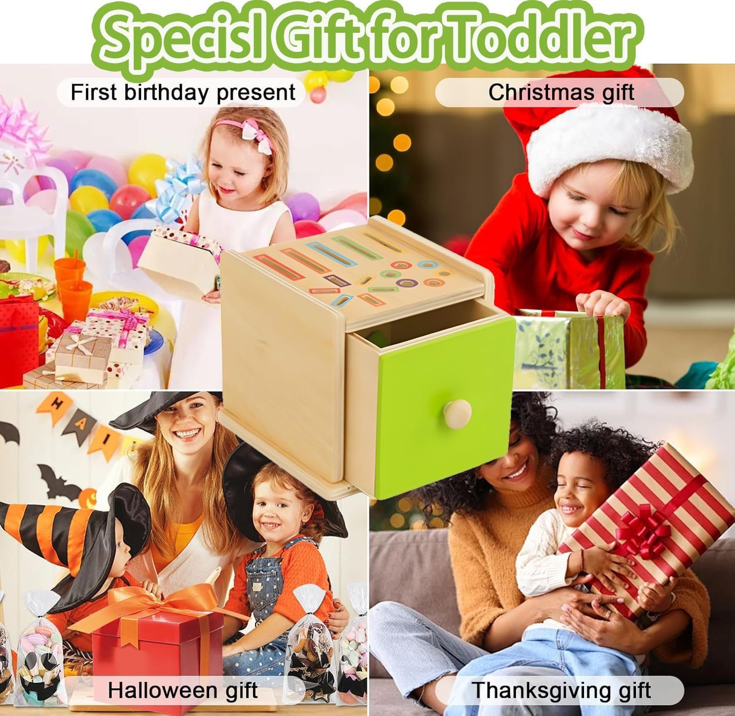 TUNJEJINY Montessori Toys for Toddlers,Wooden Coin Box Color Sorting Toy, 3-In-1 Educational Fine Motor Sensory Matching Games for Girl Boy Child Gifts (Round Stick+Ice Cream Stick+Shape) image number 5