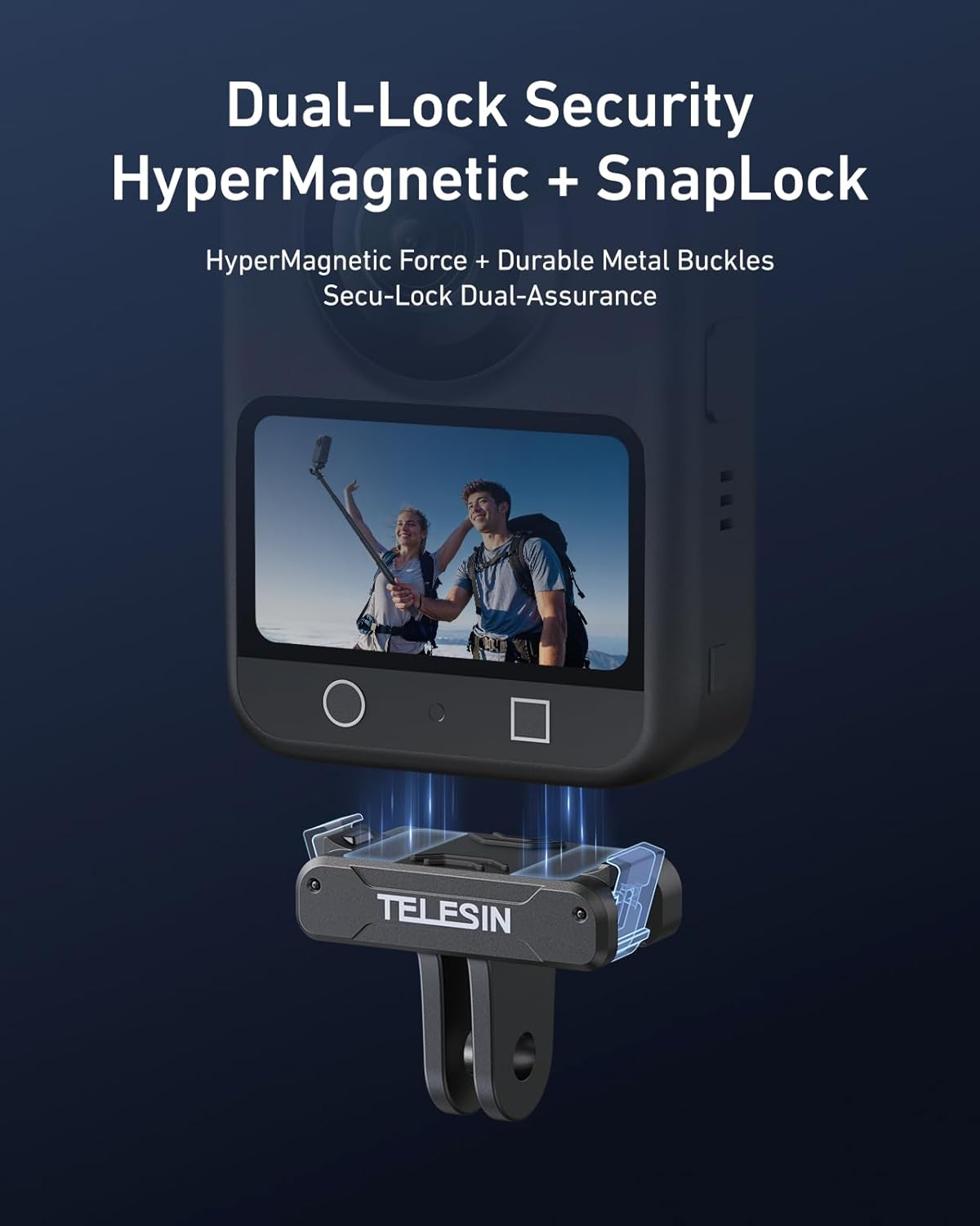 TELESIN Magnetic Quick Release Adapter Mount for DJI Osmo Action 5Pro 4 3 DJI Osmo 360 Accessories, with Triple Claw 1/4" Screw Hole Adapter Base, Bracket Expansion for Selfie Stick Tripod Accessories image number 6