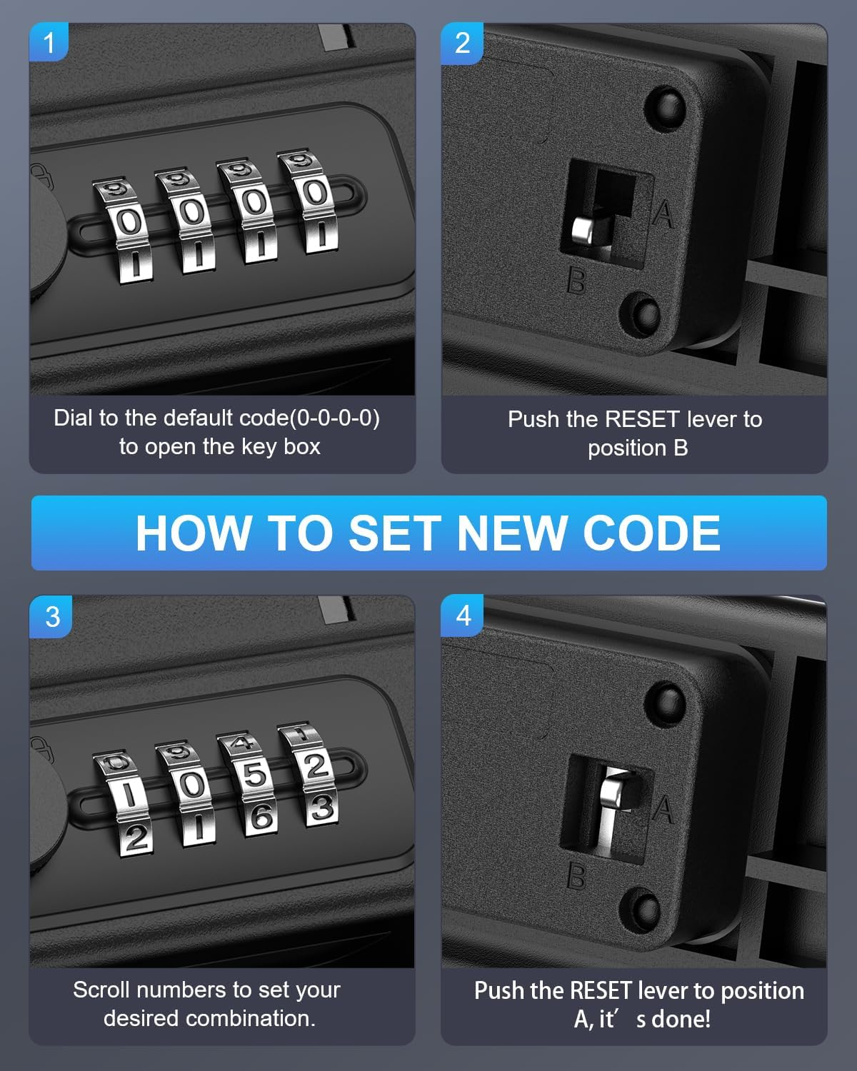 AMIR Portable Lock Box, 4-Digit Combination Lock Box for Travel, Anti-Theft Small Safe Box with Removable Chain, Personal Cash Box for Gym, Hotel, Dorm, Travel image number 1