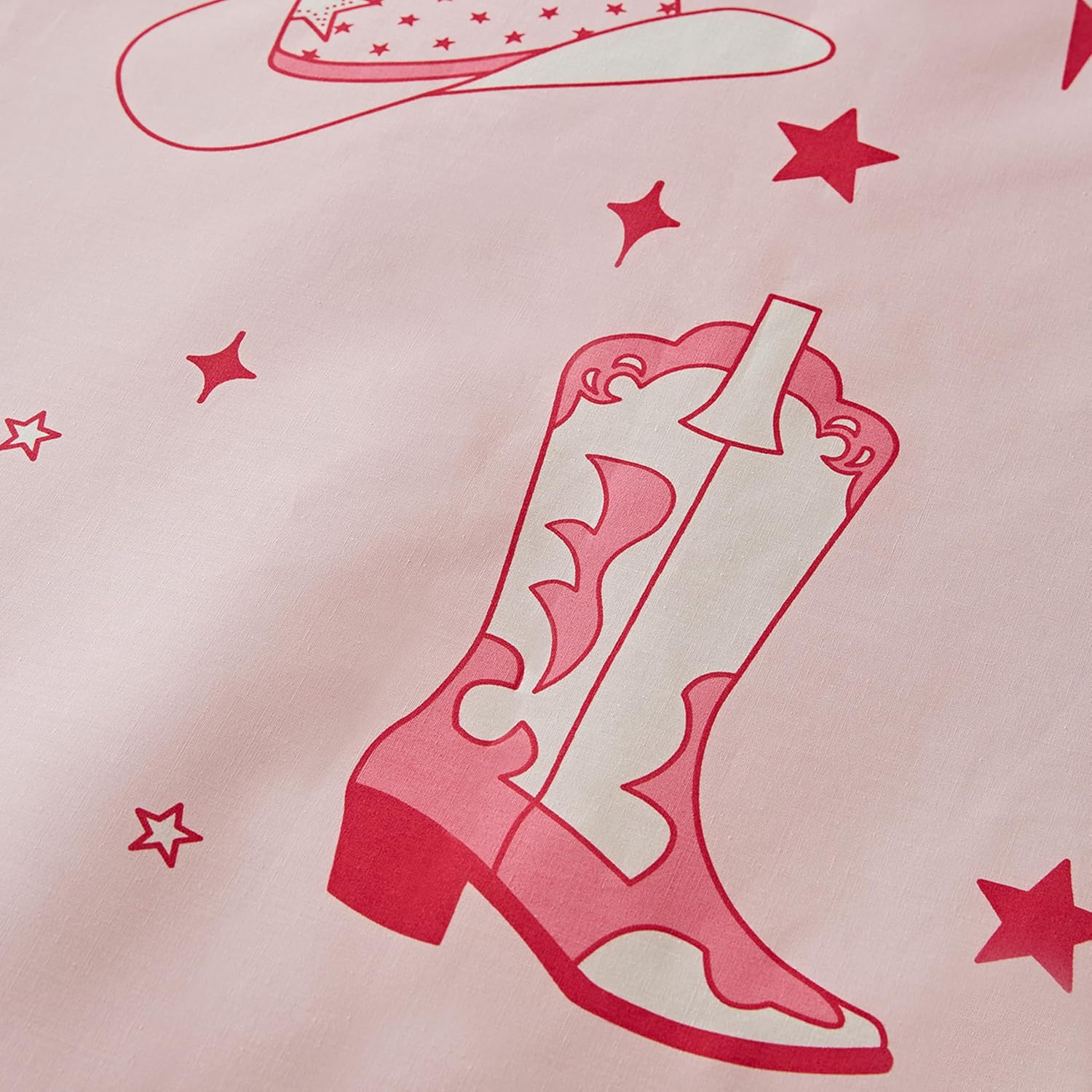 Sassy B Cowgirl Boot Reversible Double Duvet Cover Set with Pillowcases Pink image number 1