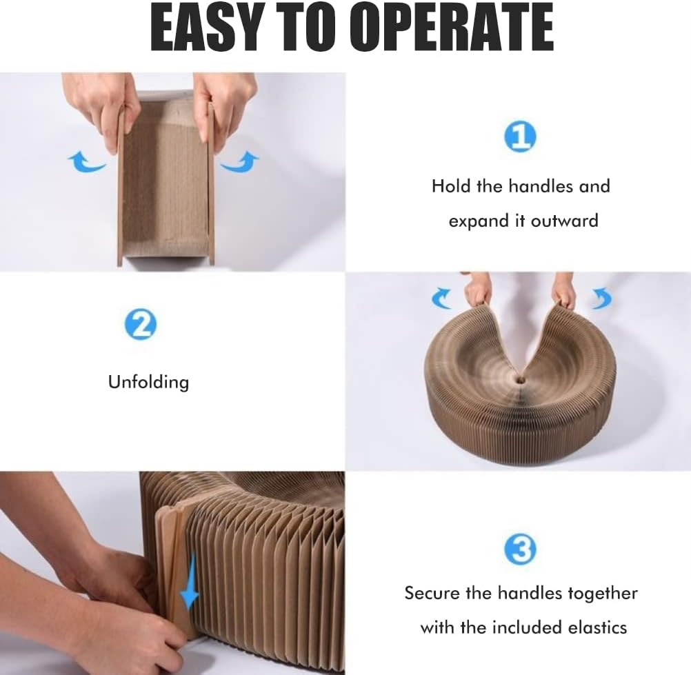 Asarly Magic Cat Scratching Board with Scratching Claws for Cats, Foldable Corrugated Cat Scratcher Kitten Toy - Can Be Folded into Many Shapes! image number 3