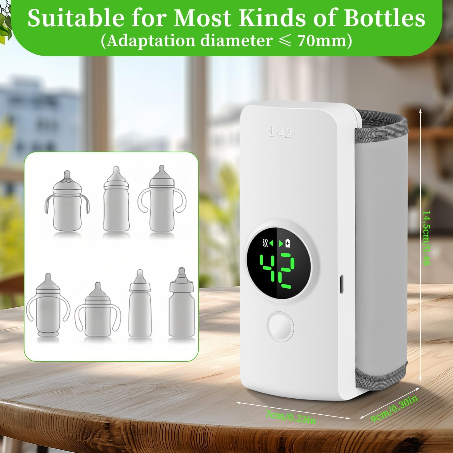 Portable Bottle Warmer for Travel, Fast Warming Comfortable Baby Feeding on the Go, Waterless Milk Warming with Battery-Powered for Home Outdoor image number 2