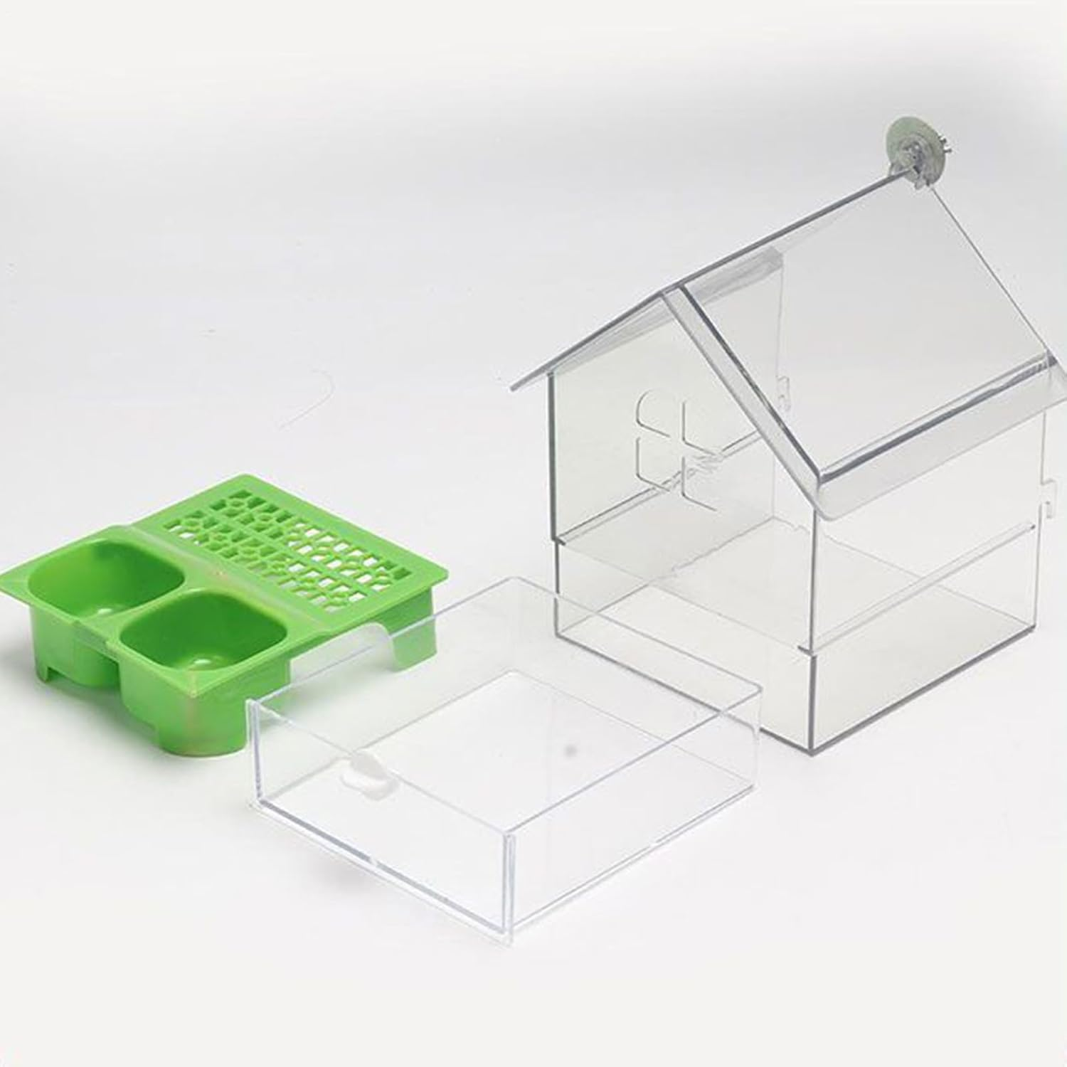 Bird House Feeders for Outdoors, Pull-Out External Parrot Feeder, Transparent Bath Tub Water Dish for Finch Parakeet Hummingbird Parrot Balcony Garden image number 6