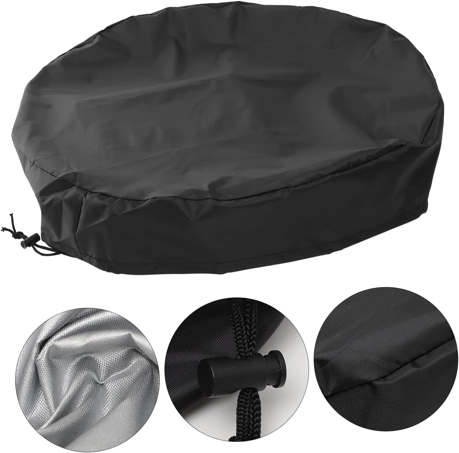 Oxford Cloth Cover with Drawstring, Waterproof Outdoor Rain Bucket Cover for Garden Water Tank, 210D Black Dustproof Seal Lid Protector 65X10Cm Random Color image number 6
