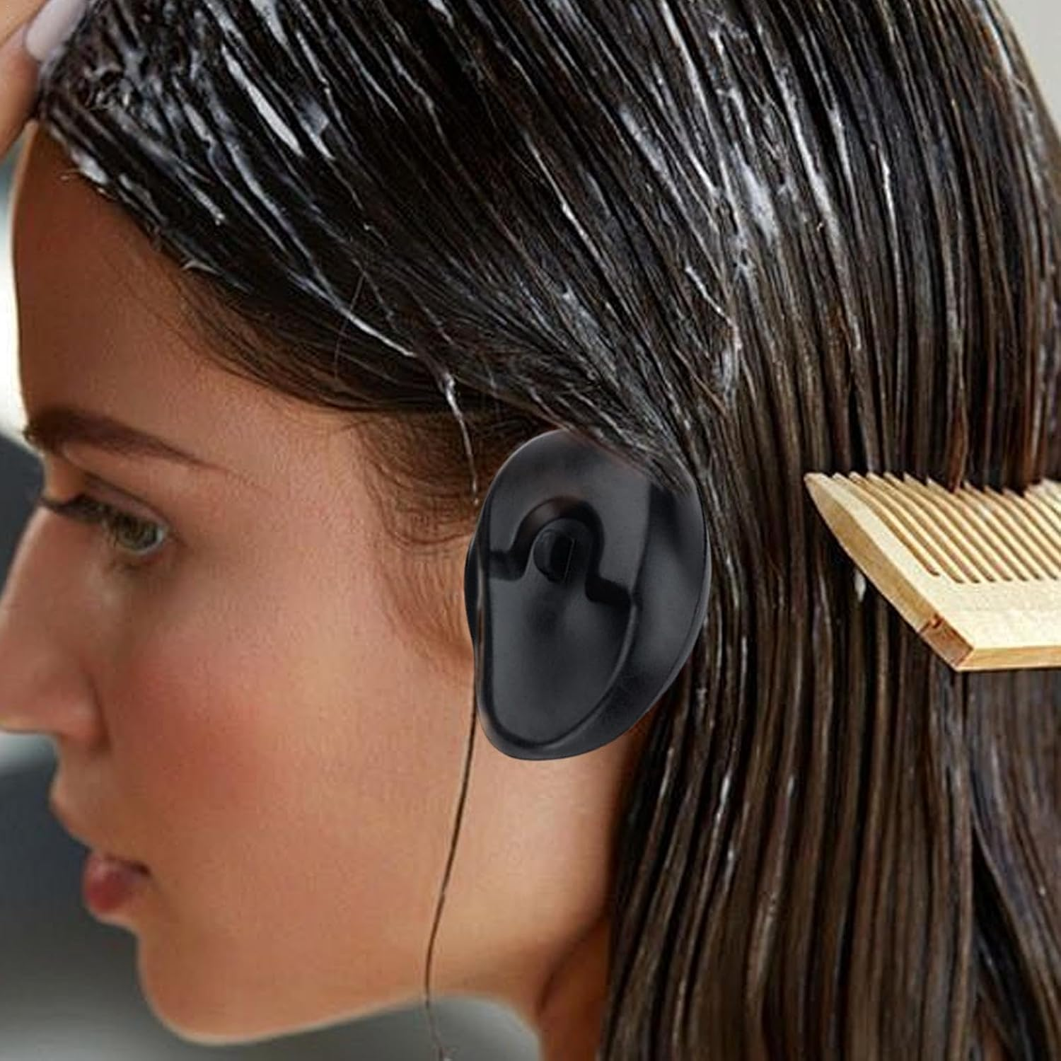 Wezalget Ear Covers for Hair Dye - Ear Shield Protective Cover | Reusable Ear Protectors, Silicone Hair Perm Shield, Waterproof Hair Dye Earmuffs, Hair Styling Tools - Pink image number 2