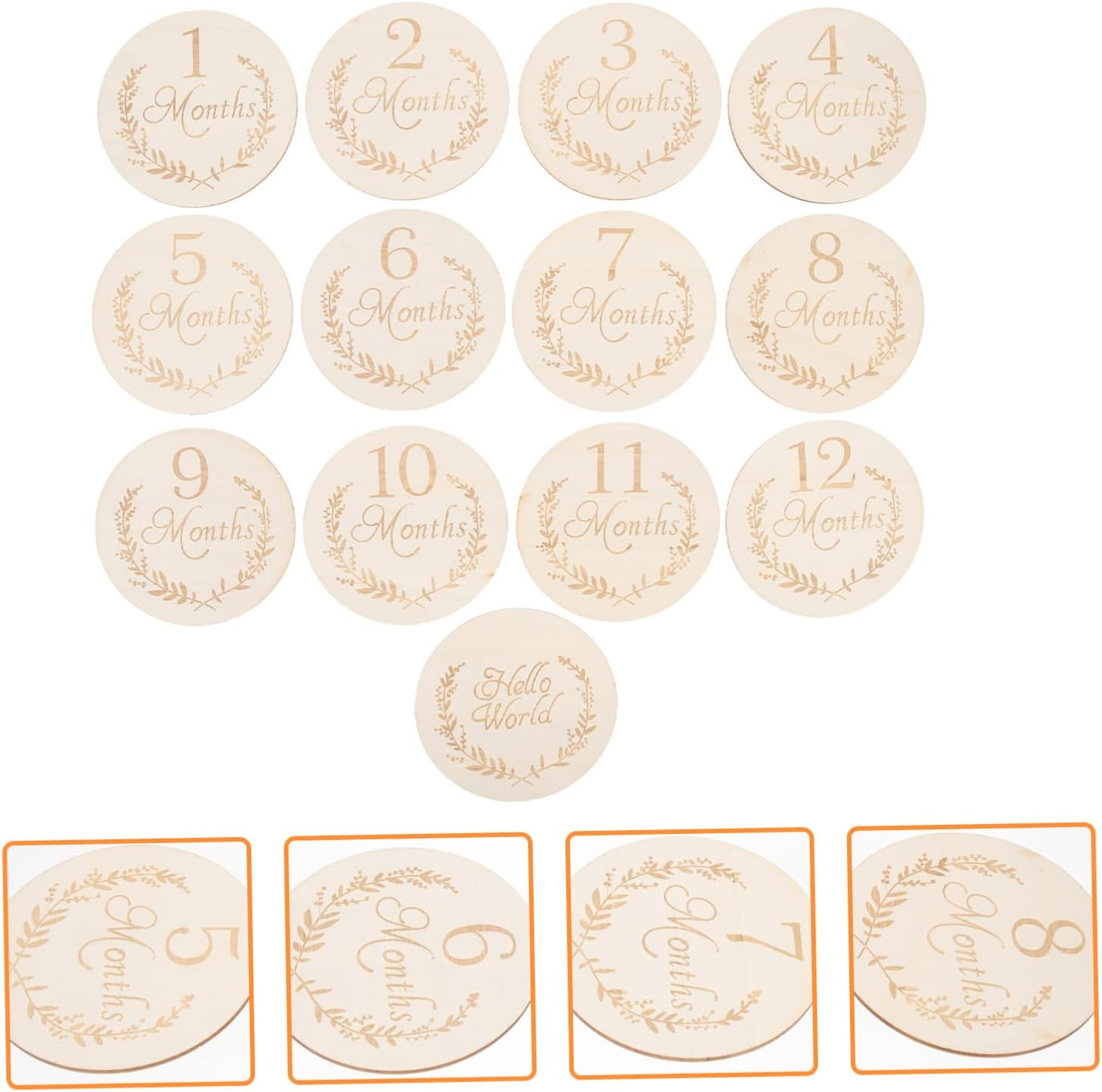 Jojofuny 13Pcs Wooden Slices Newborn Monthly Growth Cards Birch Wood round Discs for Infant Photography and Milestone Tracking Baby Shower Prop