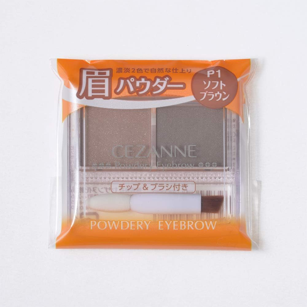 Cezanne Powdery Eyebrow P1 Soft Brown 2.0G Eyebrow Powder Soft Particulate Powder with Chip & Brush Light Brown 2G (X1) - Soft Brown image number 3