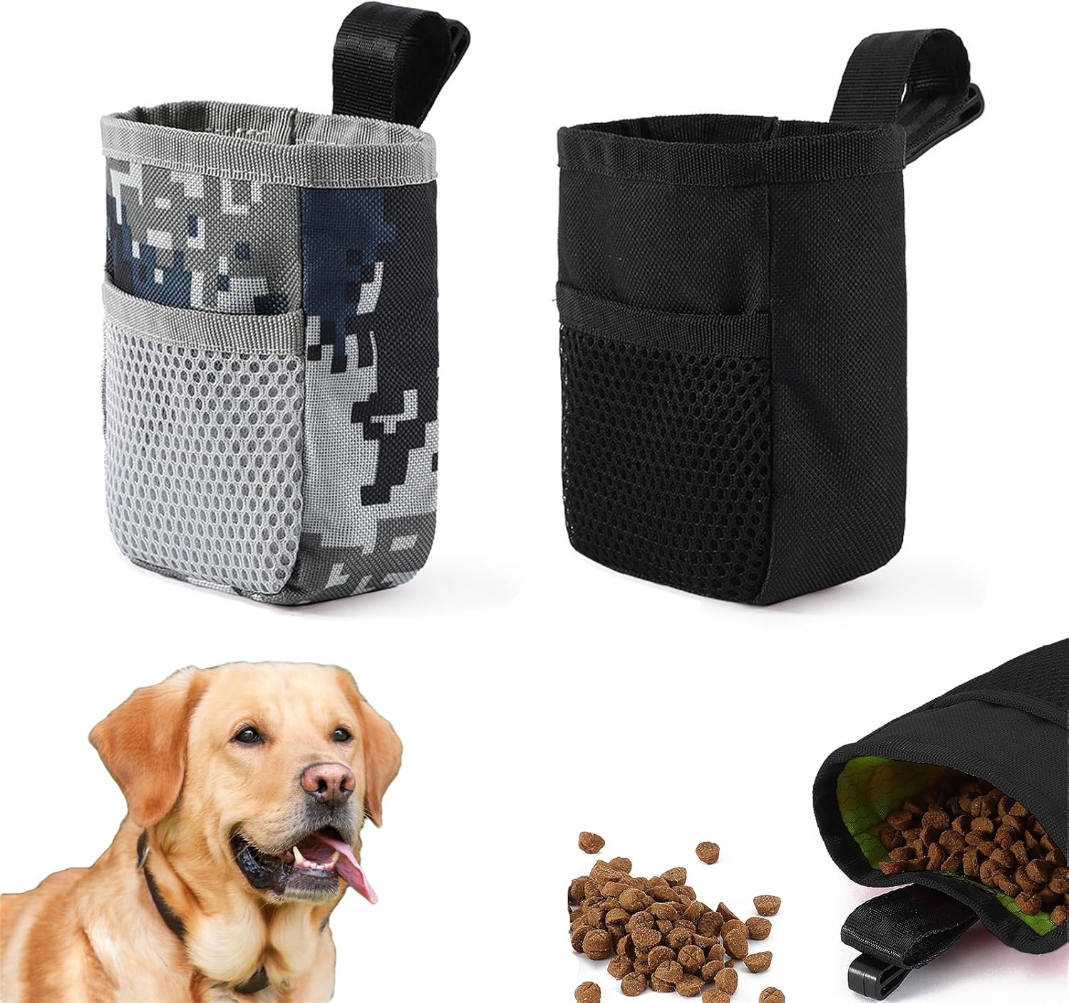 Food Bag Dog Training Treat Bag for Dogs Portable Food Bag Dog Training Versatile Hands Free Treat Bag Waterproof Treat Training Bag Pack of 2 image number 2