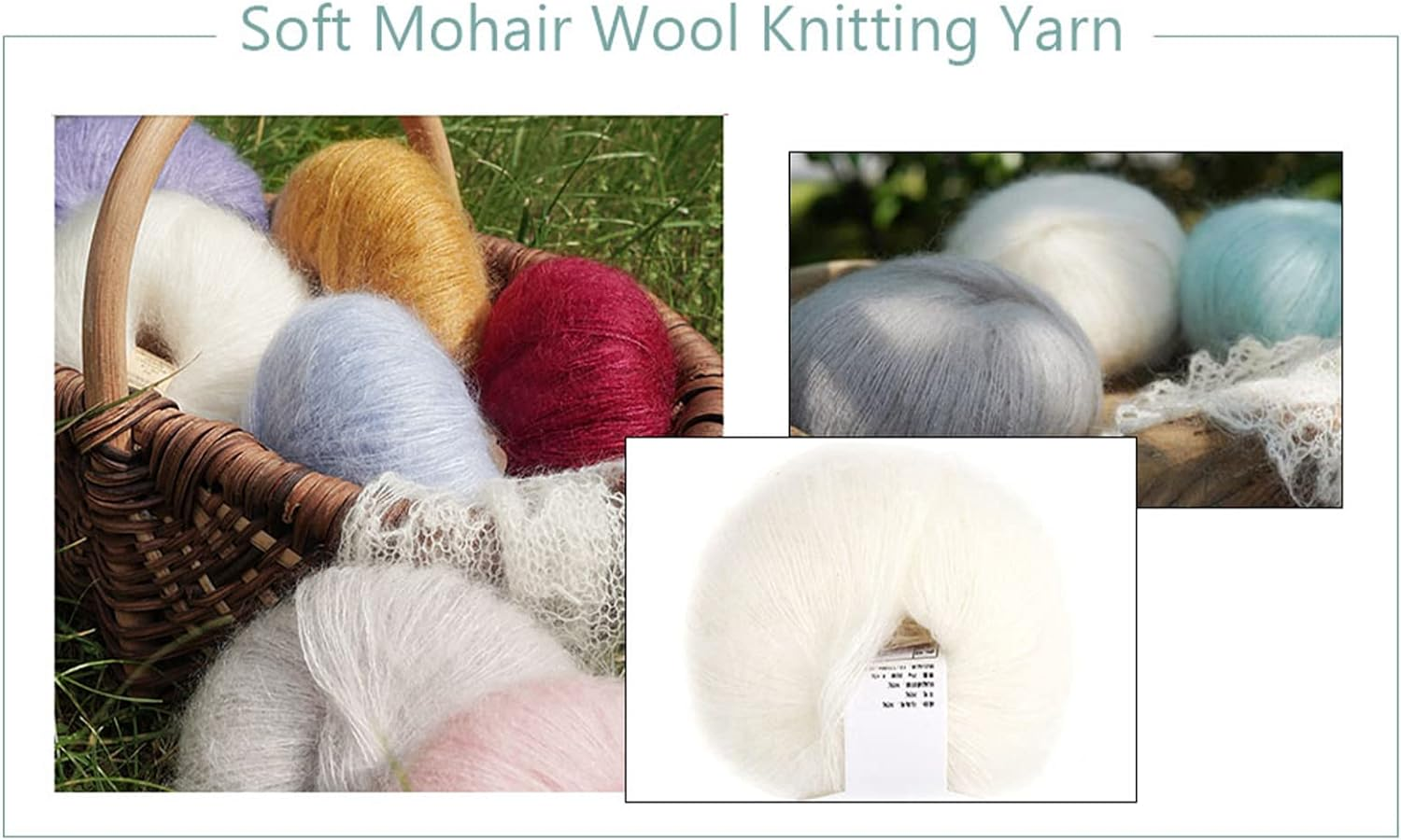 Wool Yarn, Popular Soft Mohair Pashm Knit, Used to Weave Scarves, Shawls, Sweaters, Hats, Shoes, Cushions (01 White) image number 6