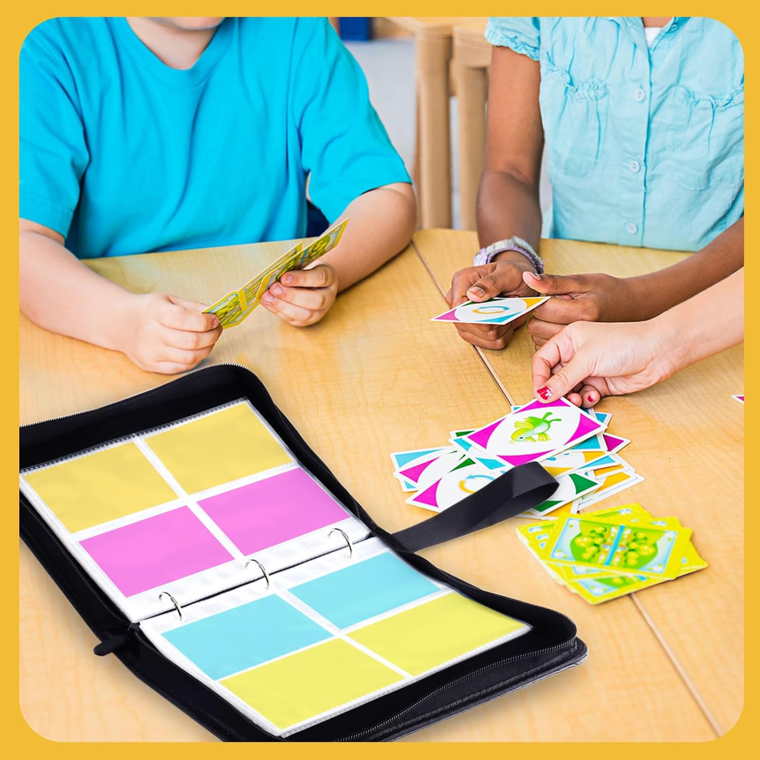 Yitexin Card Binder Case with 400 Pockets, Large Capacity Card Collection Binder with 50 Removable Sleeves, Portable Zipper Collectible Trading Card Albums with Hand Strap for Travel Game (Black) image number 5