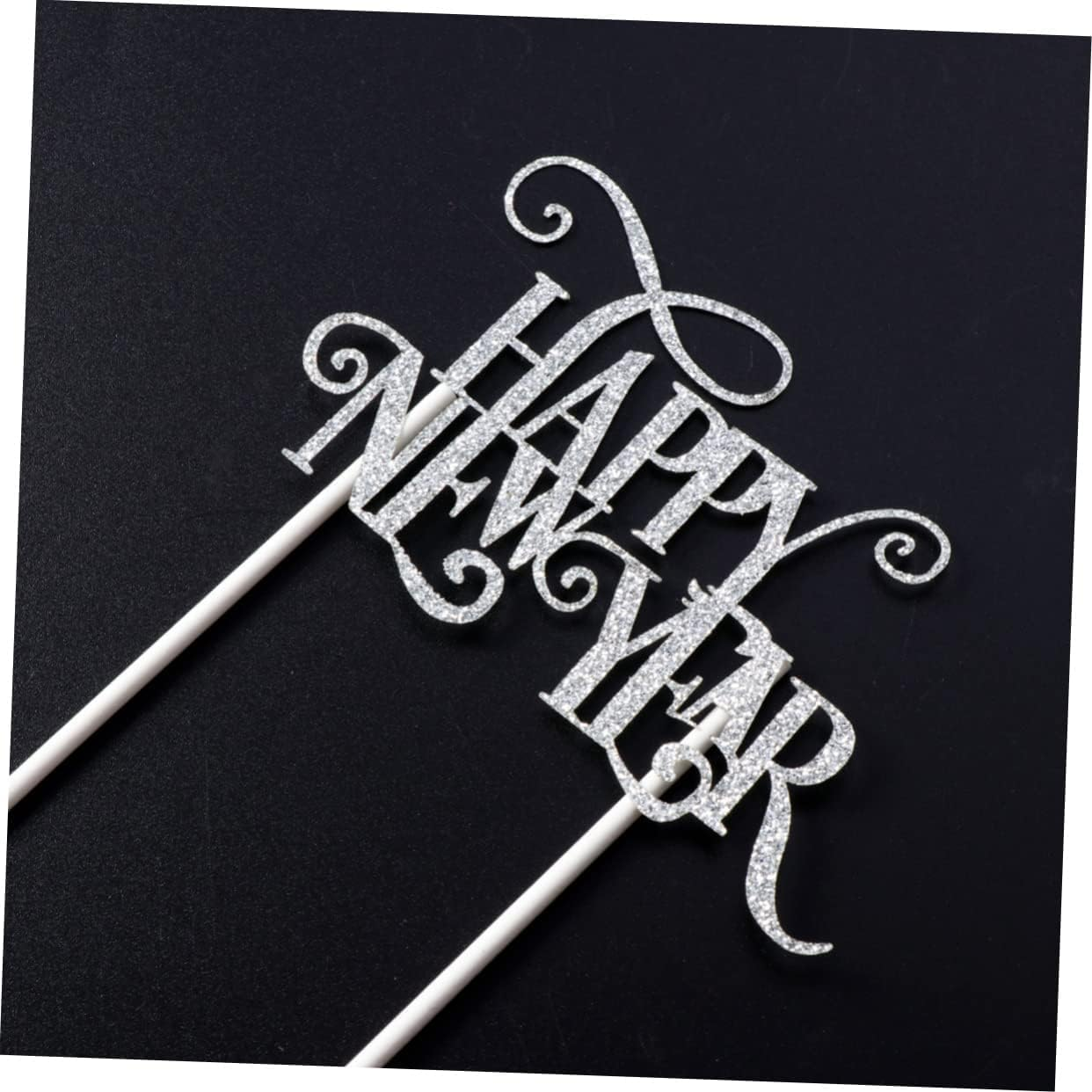 10Pcs Glitter Cupcake Toppers Fruit Pick Cake Dessert Toppers New Year Party Cake Topper Wedding Decoration Christmas Decor Happy New Year Cake Toppper Paper Cup Cake Supplies Baby image number 1