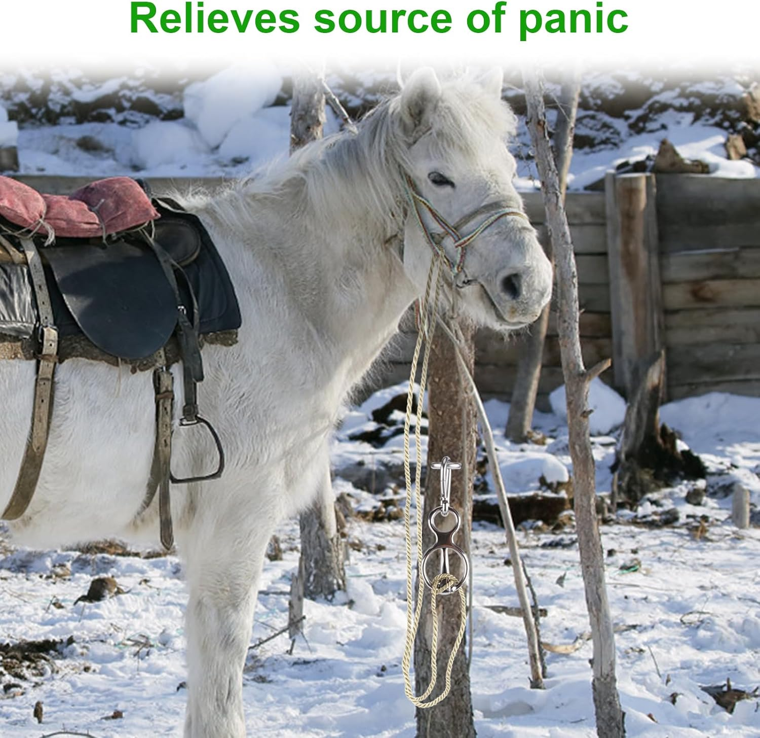 Horse Tie Ring, Stainless Steel Tie Ring for Horses Safe Horse Tack Supplies with Eye Bolt and Snap Prevents Horse Pulling Back image number 2