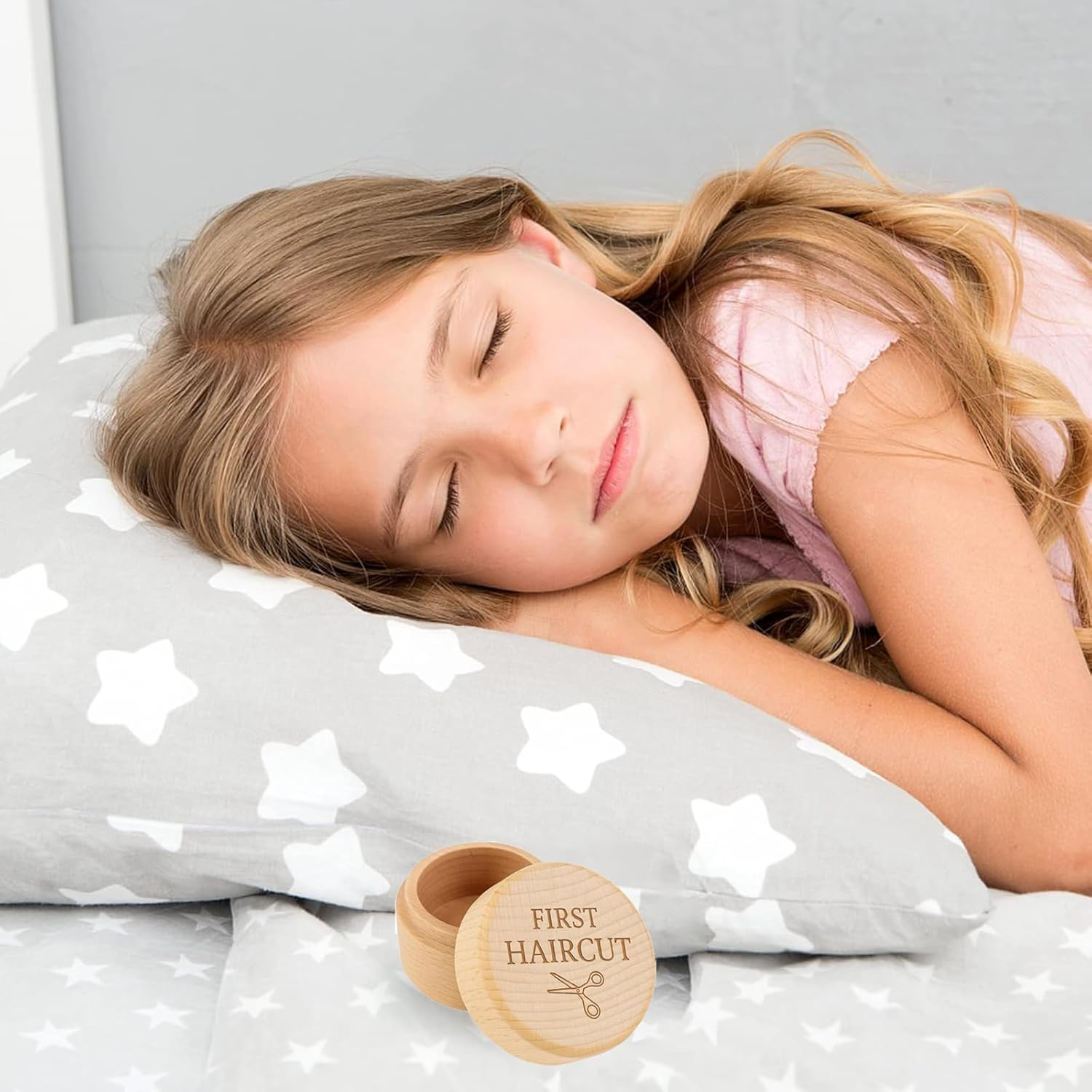 First Haircut Baby Memory Box, Cute Girl Boy Hair Container, with Removable Lid,Easy to Collect and Securely Store