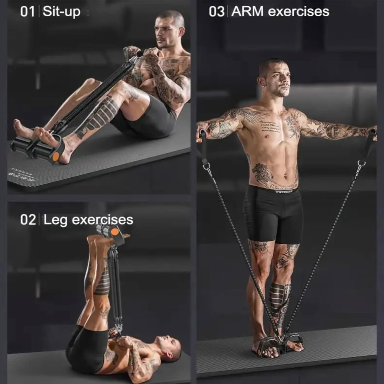 JIUSEGE Pedal Resistance Band Set &ndash; Multifunctional Tension Rope with Handles & Pedal Puller &ndash; Elastic Exercise Bands for Waist, Arm, Leg Training &ndash; Home Fitness Equipment for Full Body Workout