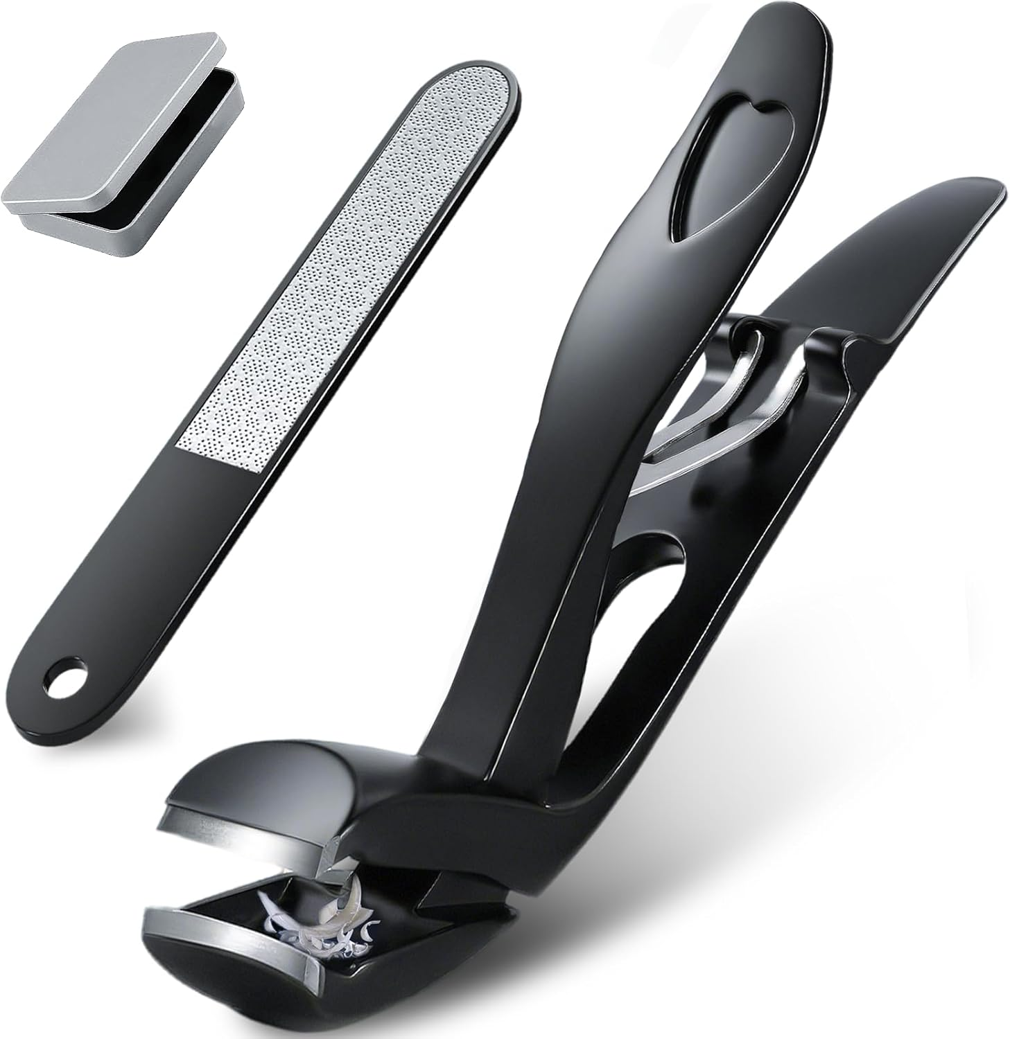 YESDEX Toe Nail Clippers - Wide Jaw Nail Clippers for Thick Nails, Professional Nail Cutter Care Kit for Seniors, Angled Head Toenail Clipper Set with Catcher for Men and Women, Travel Box for Gifts image number 4