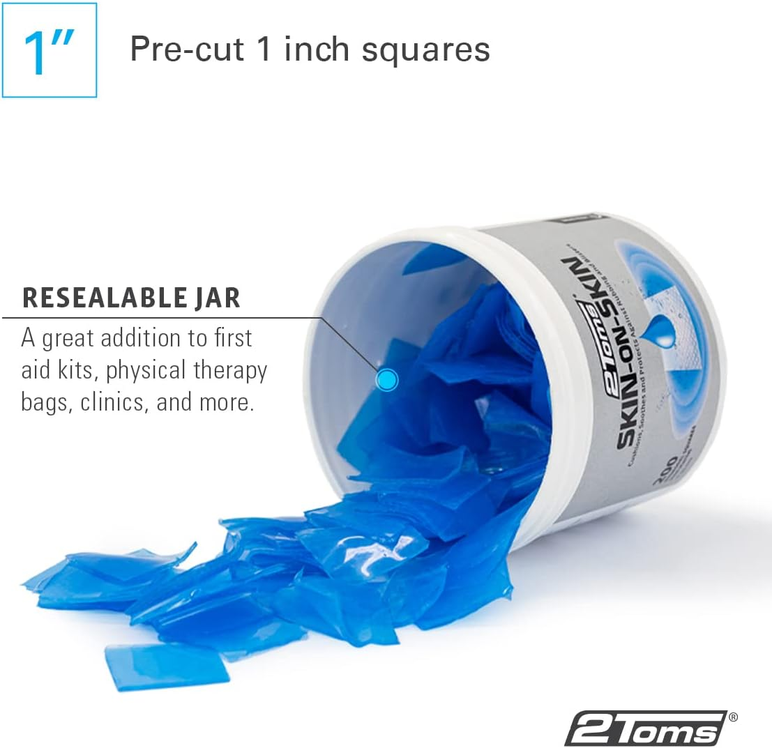 2Toms Skin-On-Skin Soothing Hydrogel Square Pads for Blister Protection and Skin Pain Relief, 200 Squares (1") image number 5